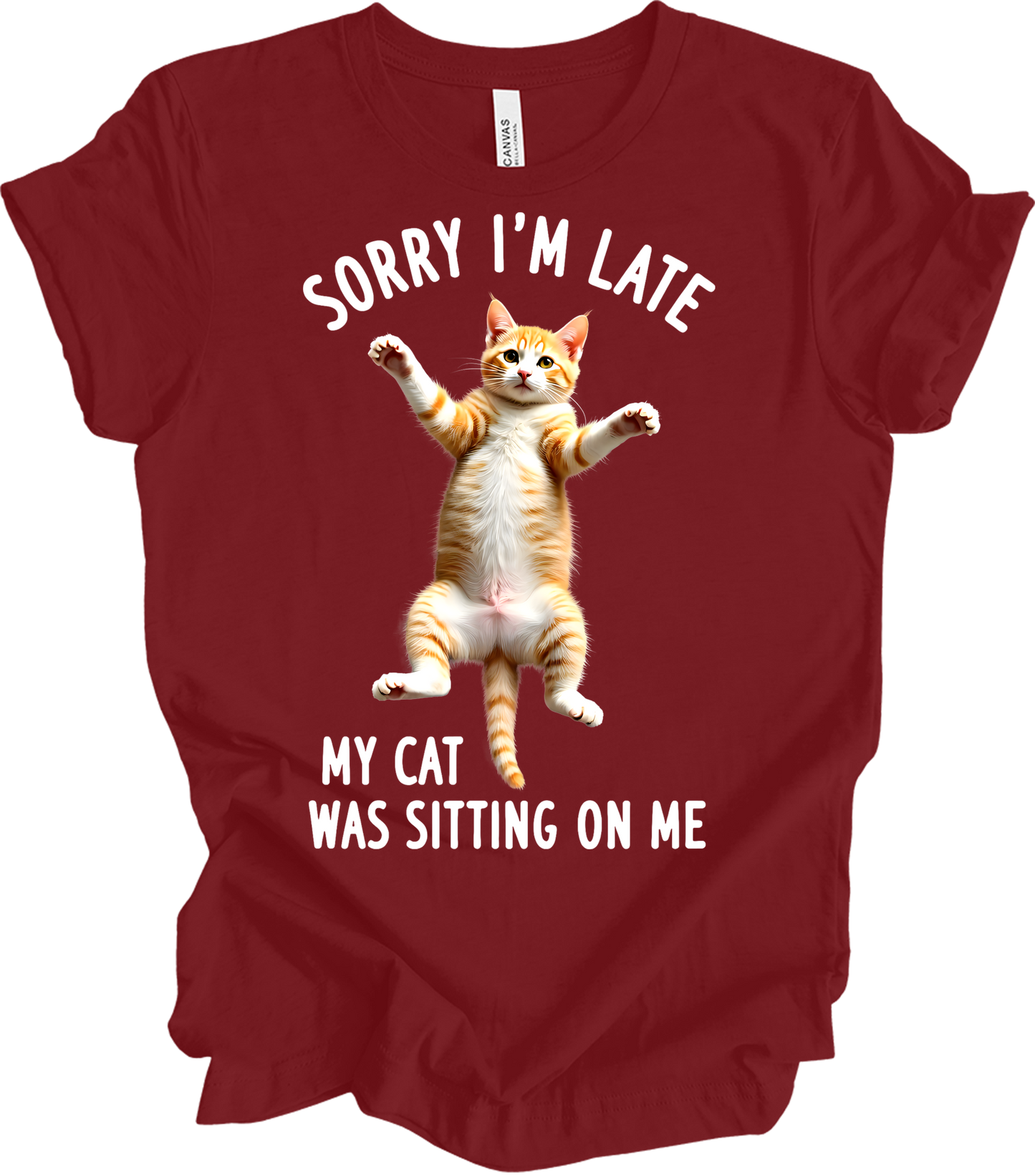Sorry I'm Late Cat Dance T-Shirt in Cardinal