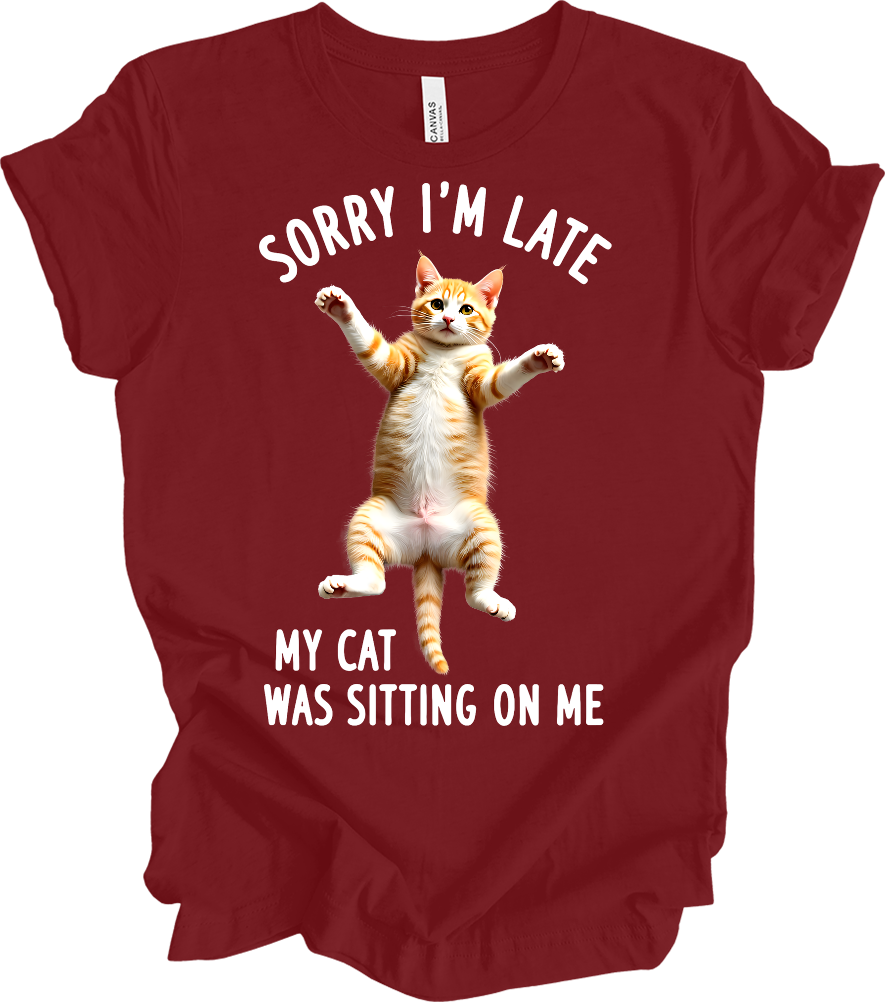 Sorry I'm Late Cat Dance T-Shirt in Cardinal