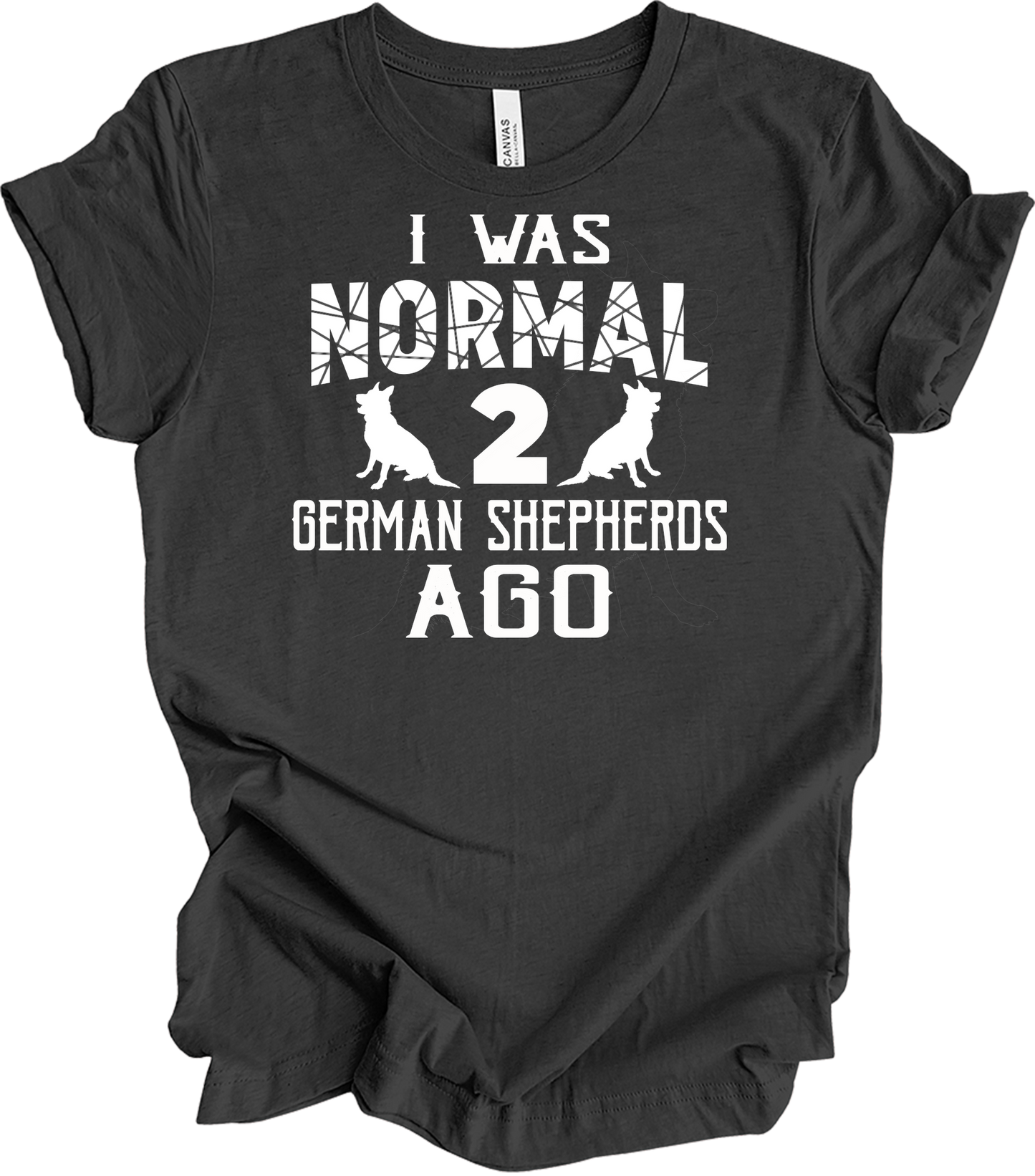 Normal 2 German Shepherds Ago T-Shirt in Dark Grey Heather