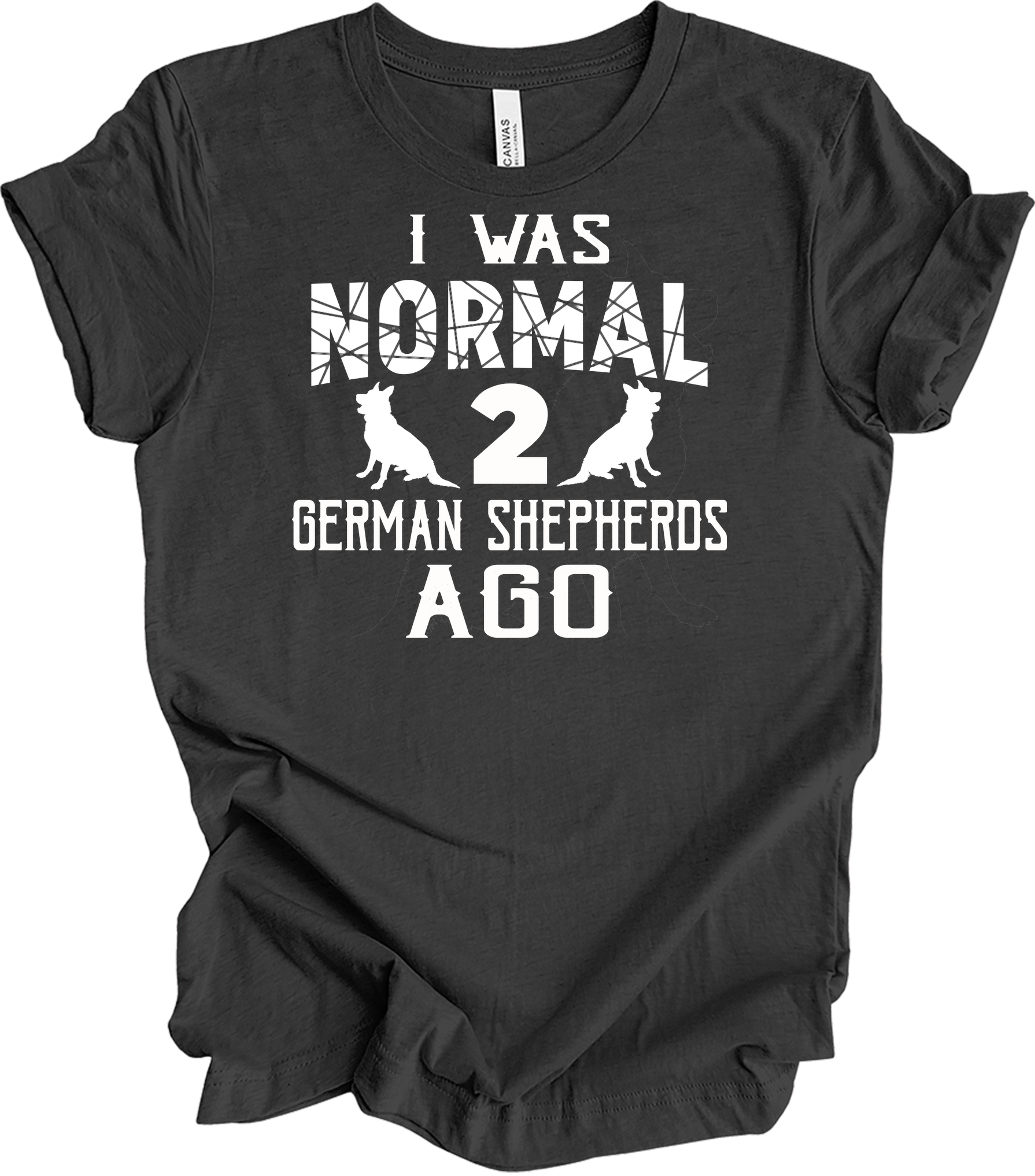 Normal 2 German Shepherds Ago T-Shirt in Dark Grey Heather