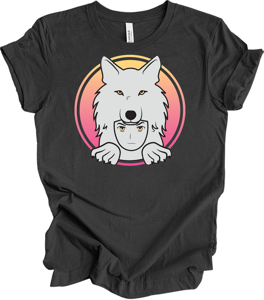 White Wolf Spirit Animal Anime - Wolf Pack T-Shirt in Dark Grey Heather