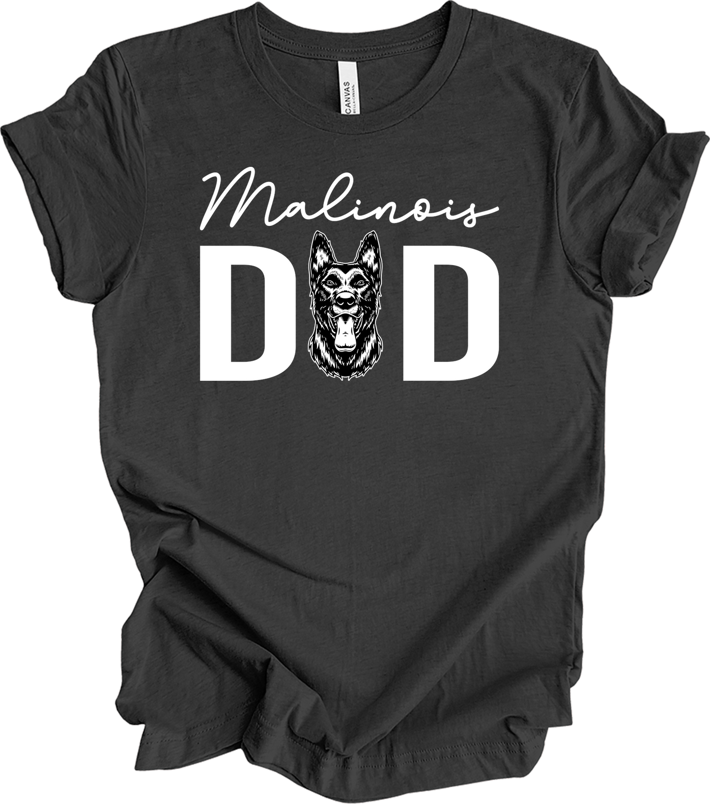 Malinois Dad Gift T-Shirt in Dark Grey Heather
