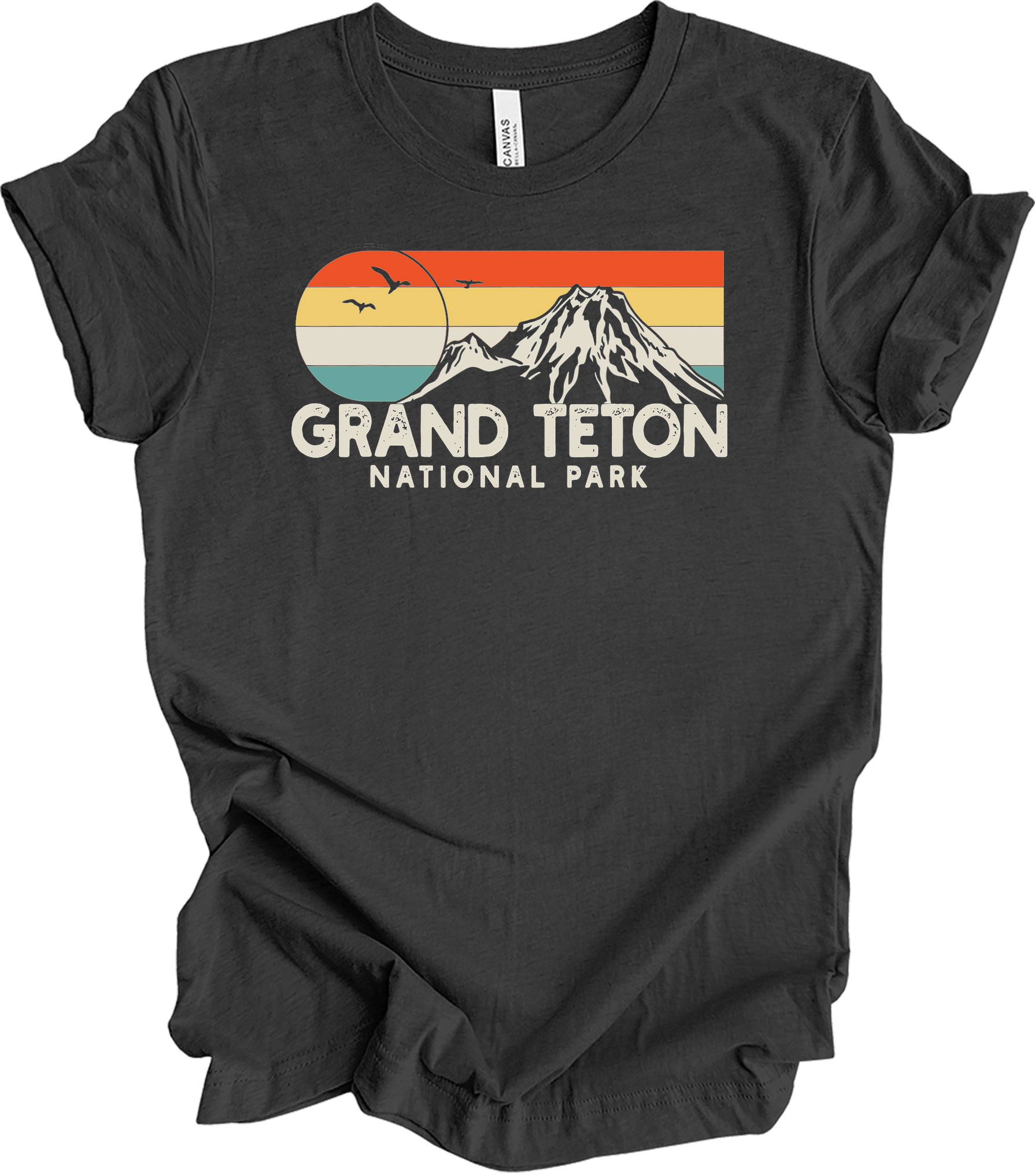 Grand Teton National Park Retro T-Shirt in Dark Grey Heather