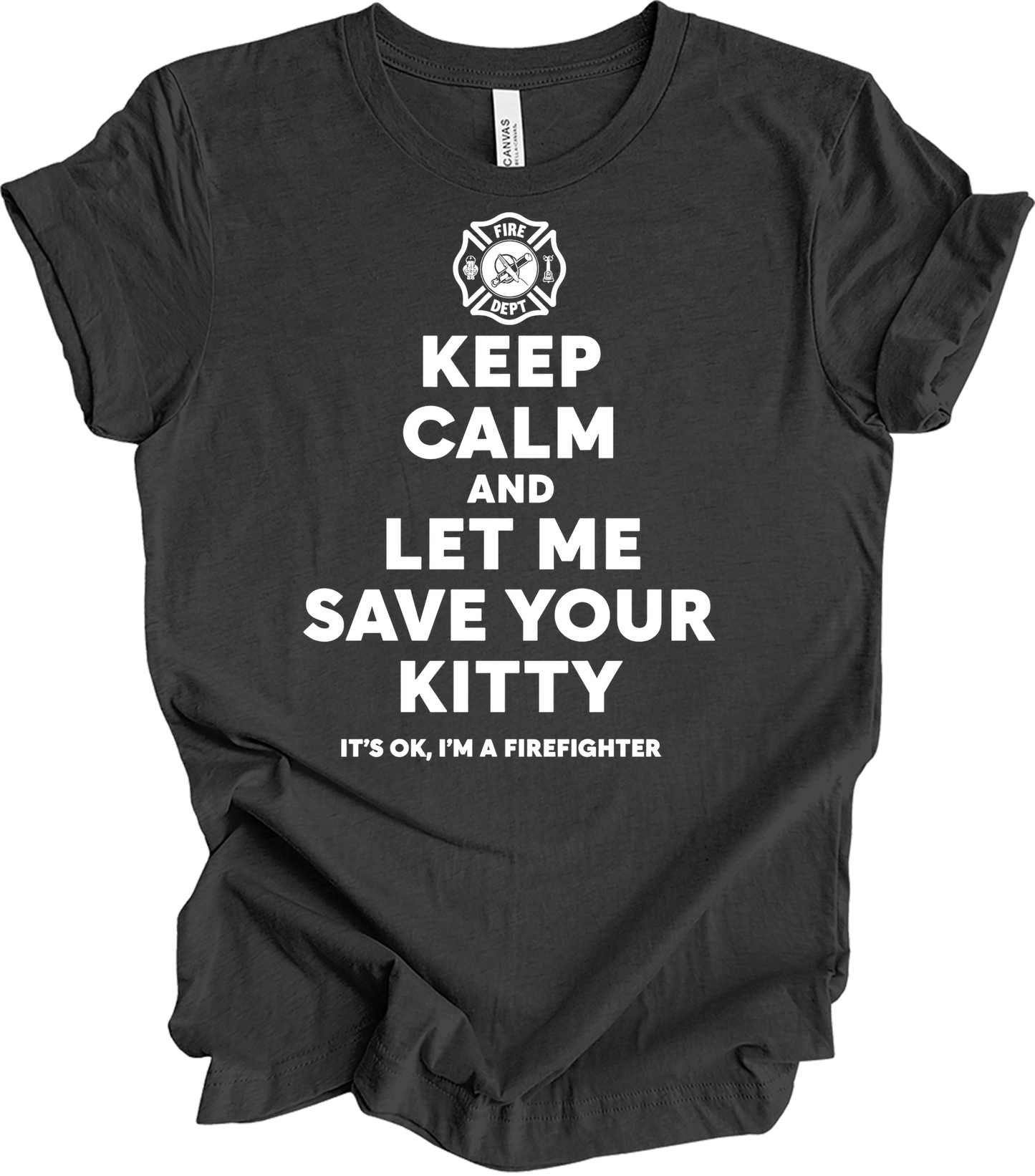 Firefighter Rescue - Save Your Kitty T-Shirt in Dark Grey Heather
