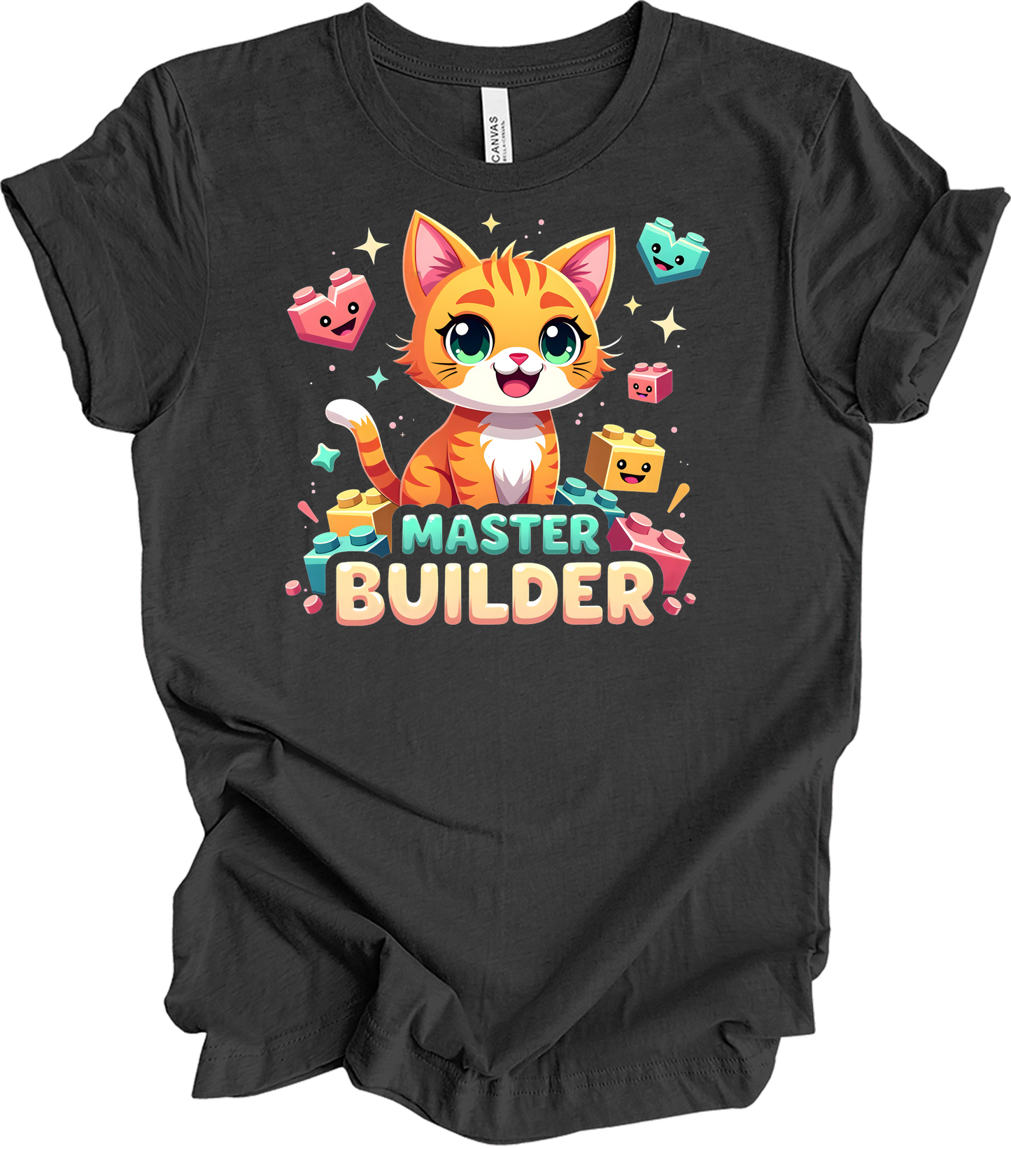 Cute Cat Master Builder T-Shirt in Dark Grey Heather