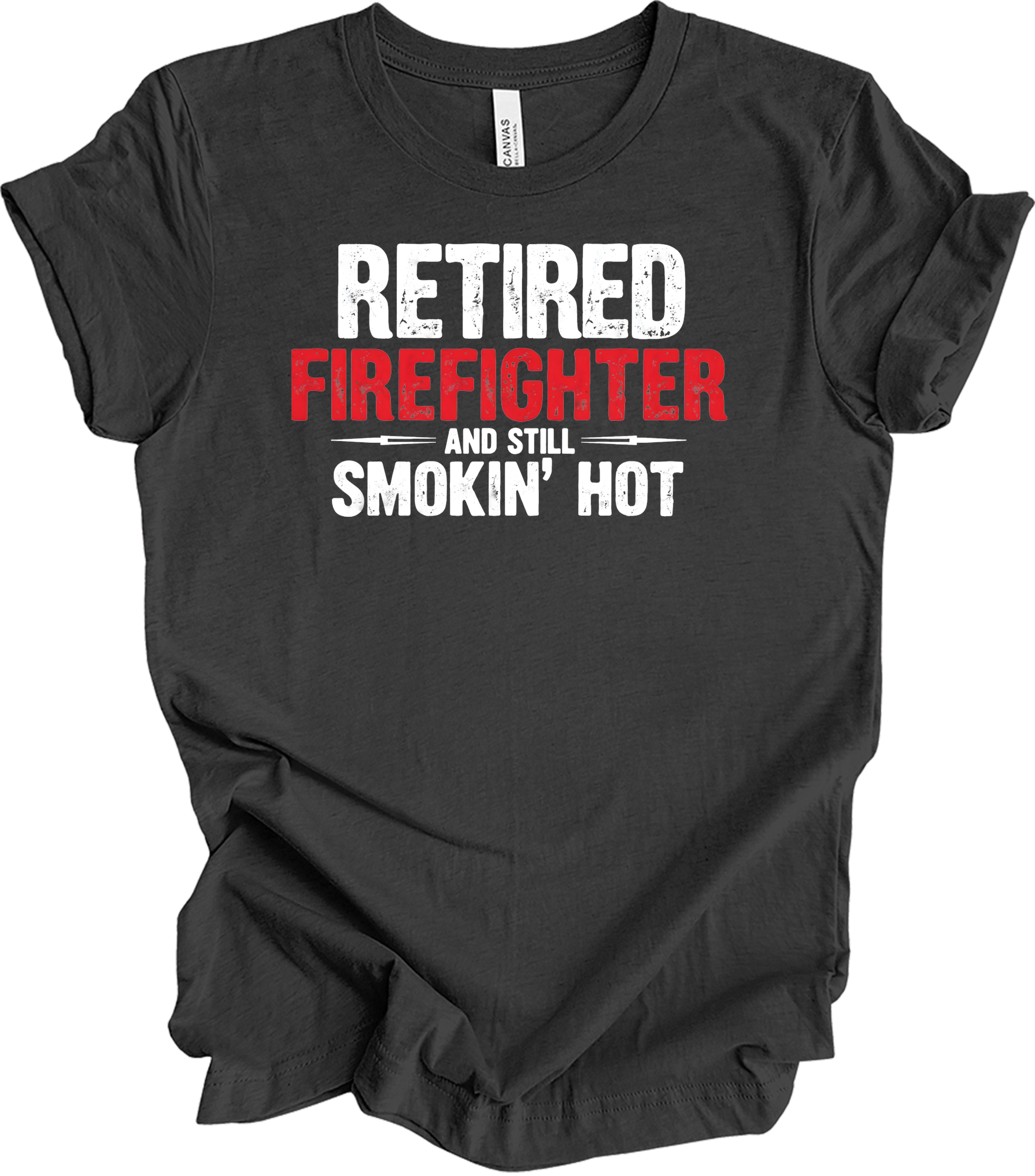 Retired Firefighter Gift T-Shirt in Dark Grey Heather