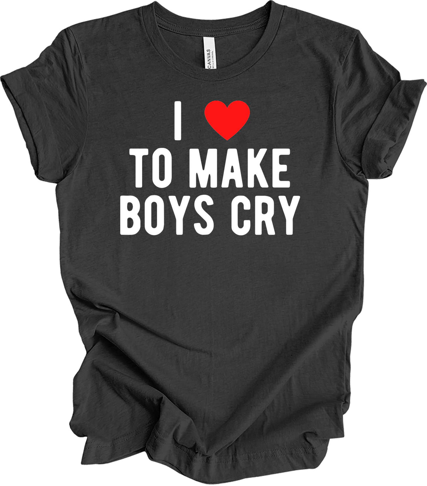 I ❤️ To Make Boys Cry T-Shirt in Dark Grey Heather