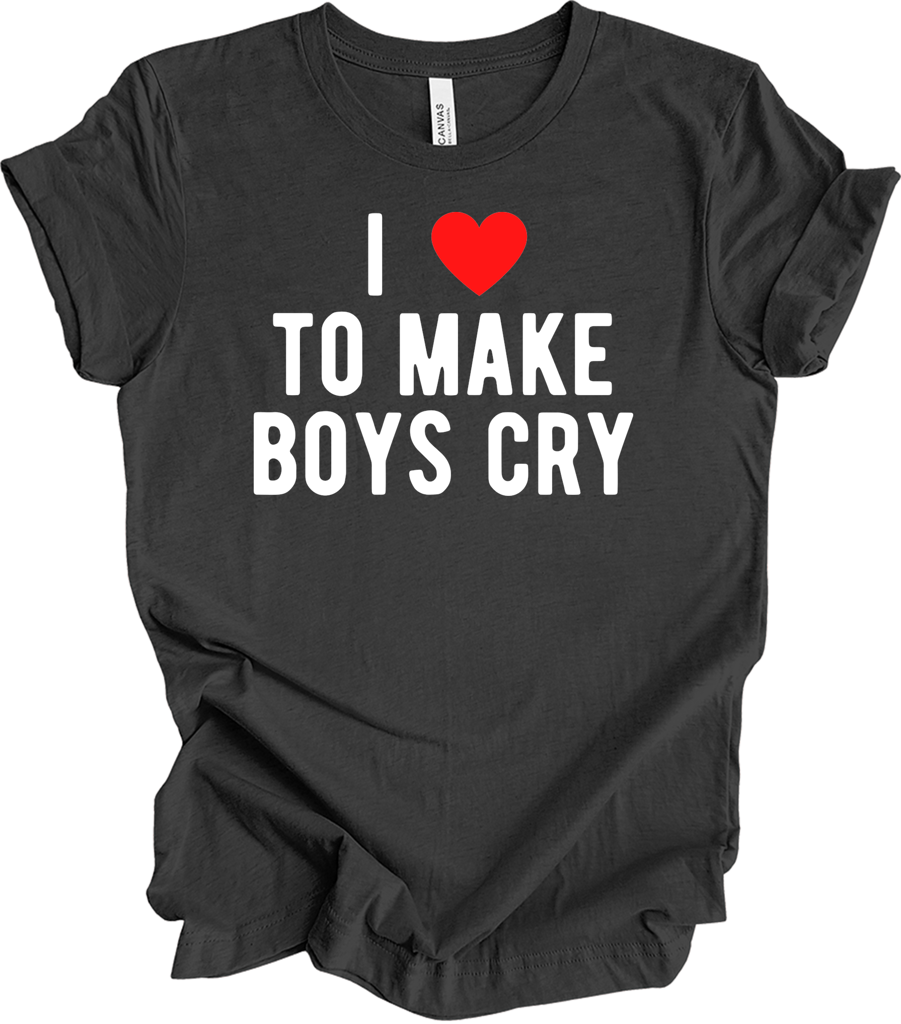 I ❤️ To Make Boys Cry T-Shirt in Dark Grey Heather
