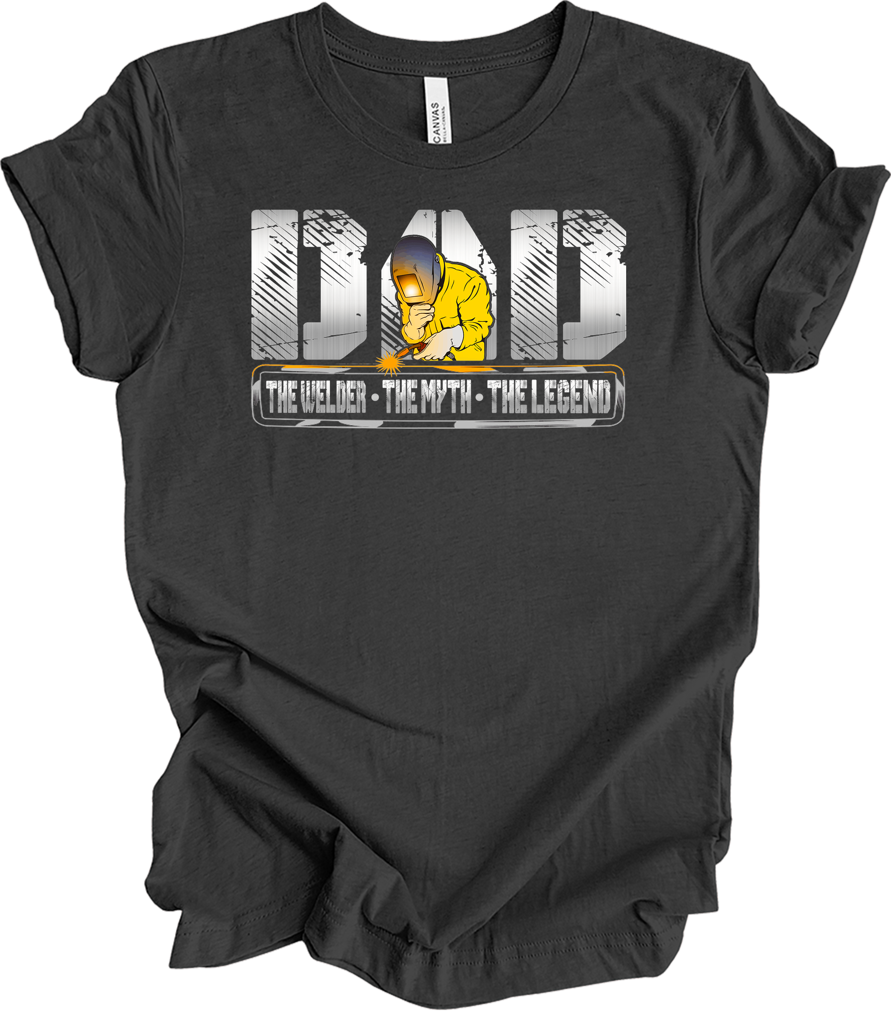 Welder Dad: The Myth, The Legend T-Shirt in Dark Grey Heather