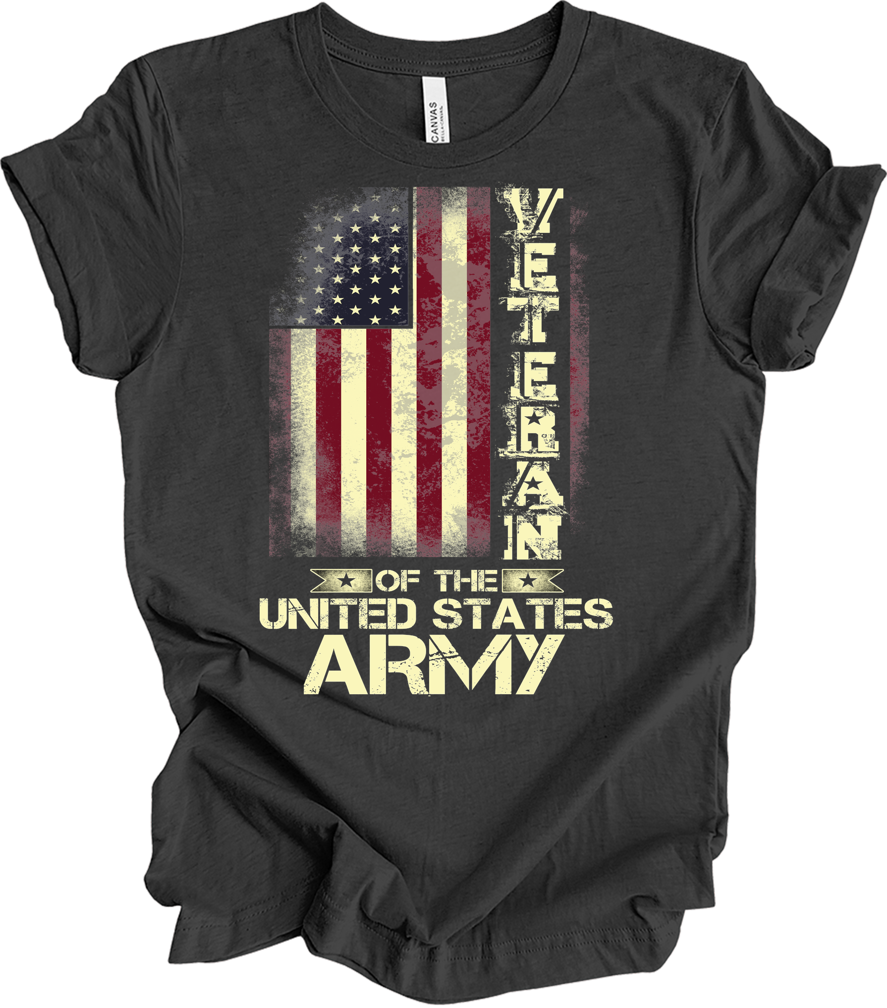 US Army Veteran Flag T-Shirt in Dark Grey Heather