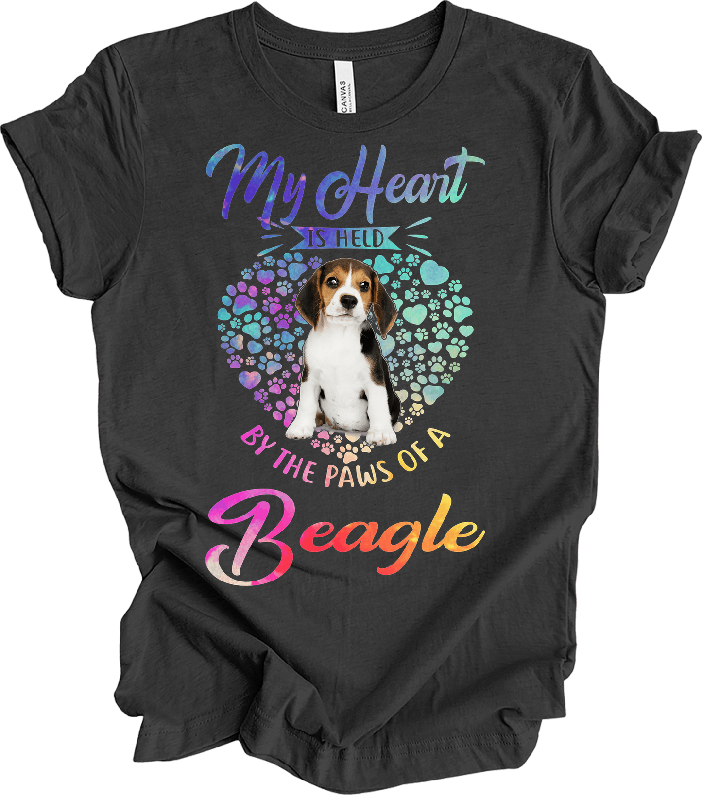 Beagle Heart Paw T-Shirt in Dark Grey Heather