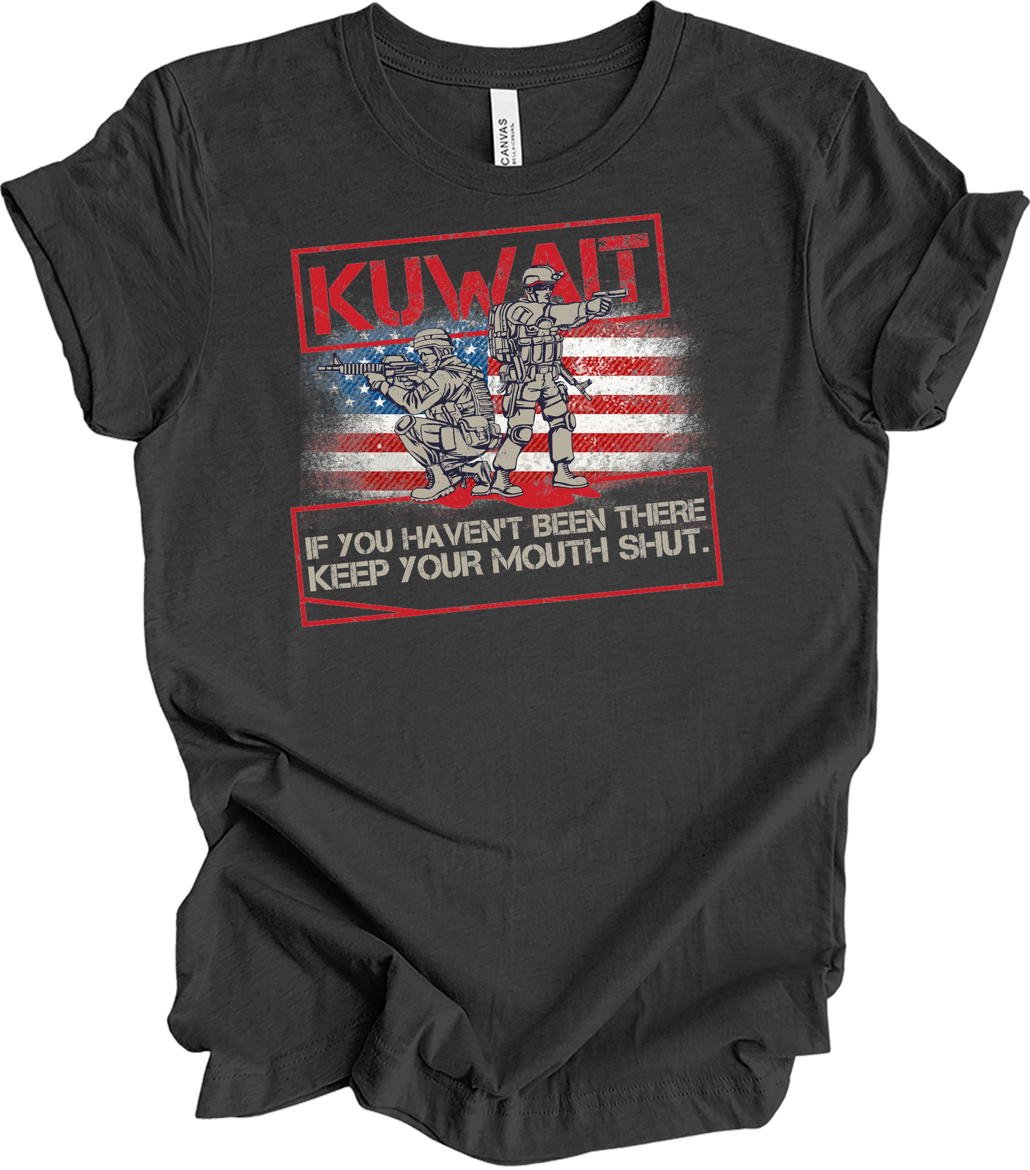 Desert Storm Gulf War Kuwait Veteran T-Shirt in Dark Grey Heather