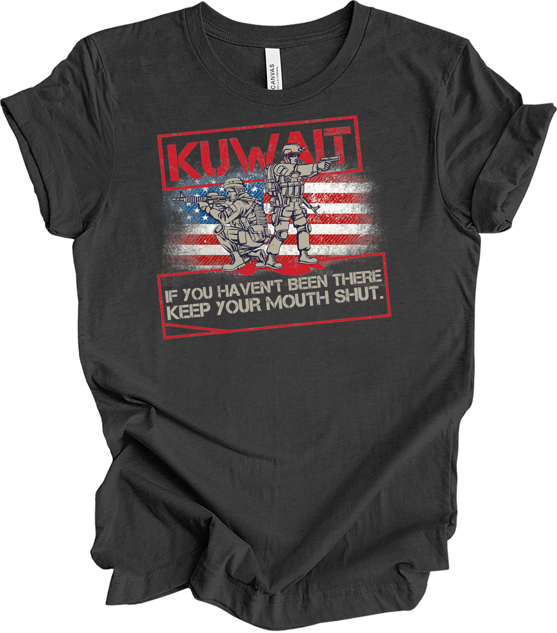 Desert Storm Gulf War Kuwait Veteran T-Shirt in Dark Grey Heather