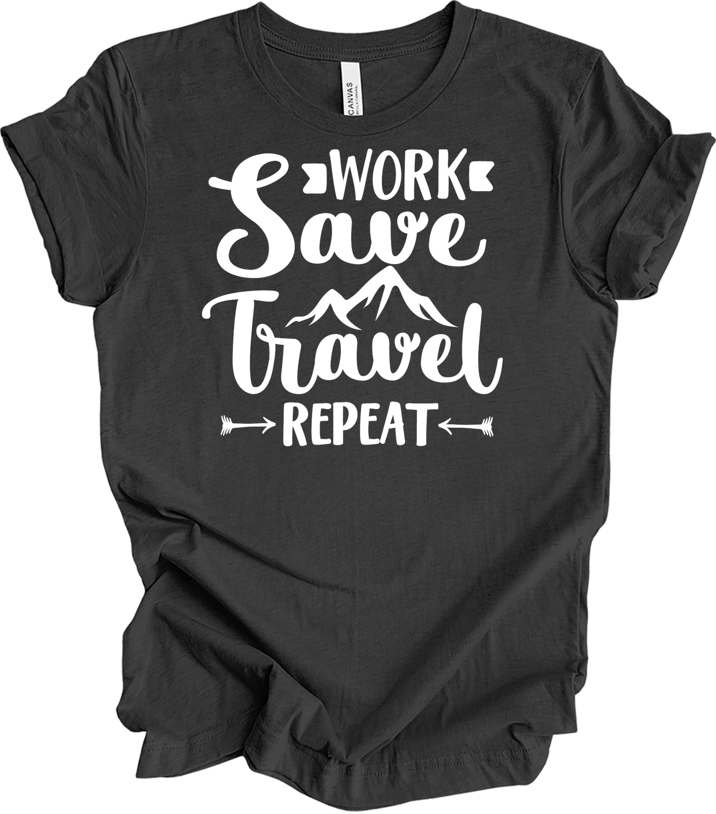 Work Save Travel Repeat - Adventure T-Shirt in Dark Grey Heather