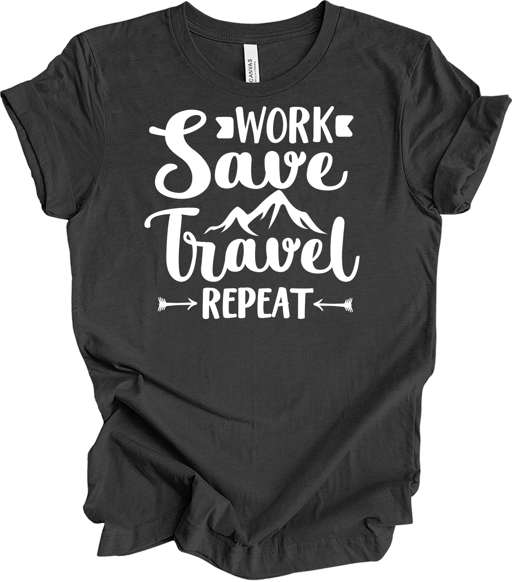 Work Save Travel Repeat - Adventure T-Shirt in Dark Grey Heather