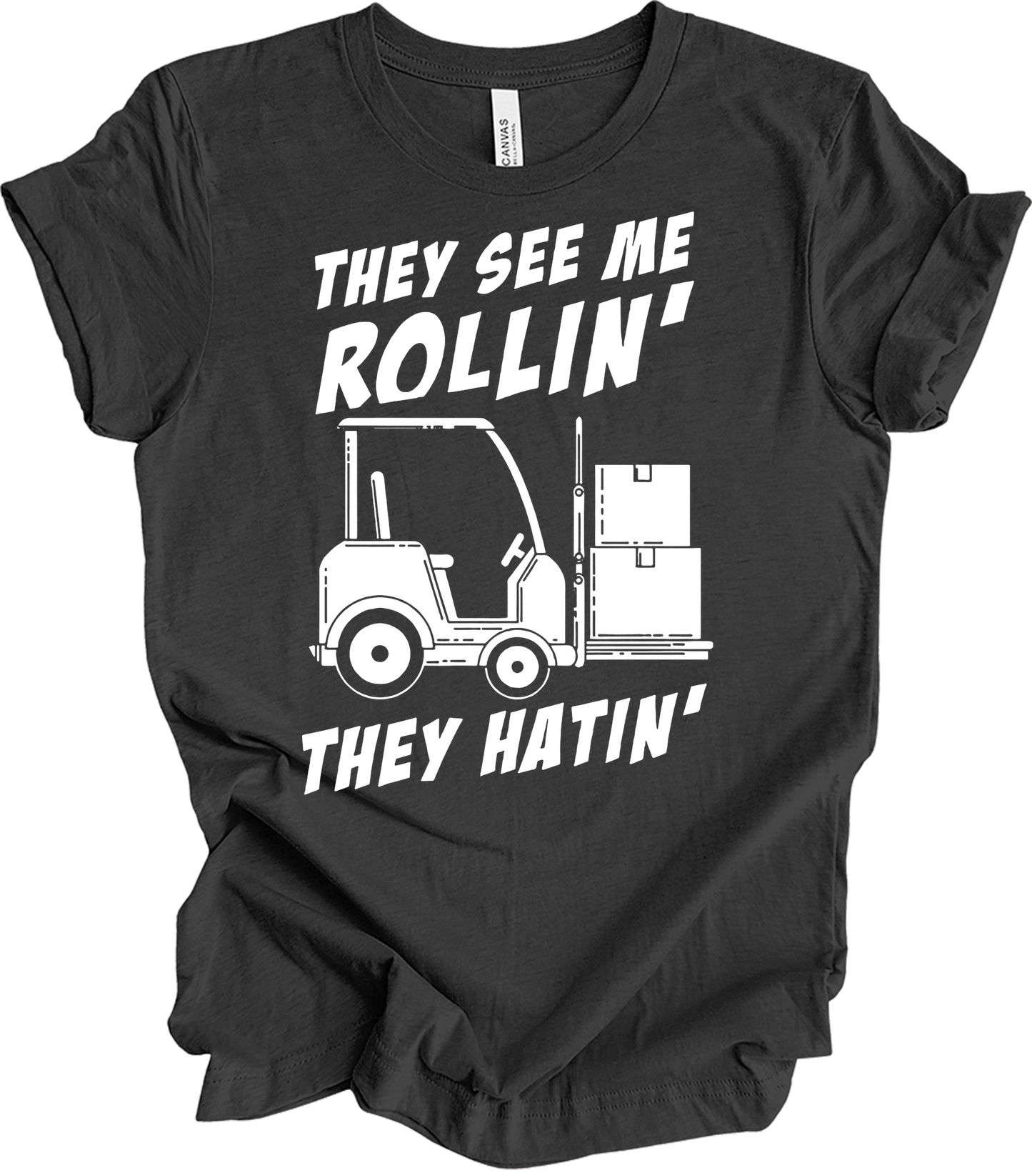 Forklift Operator Funny T-Shirt in Dark Grey Heather