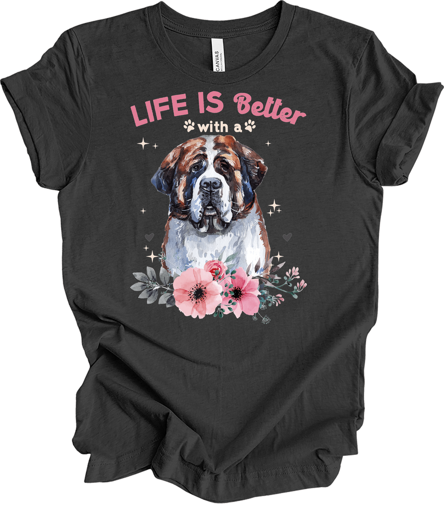 Life's Better with a Saint Bernard T-Shirt in Dark Grey Heather