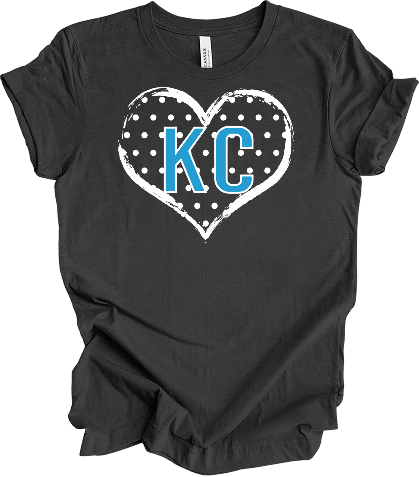 KC Heart Polka Dot T-Shirt in Dark Grey Heather