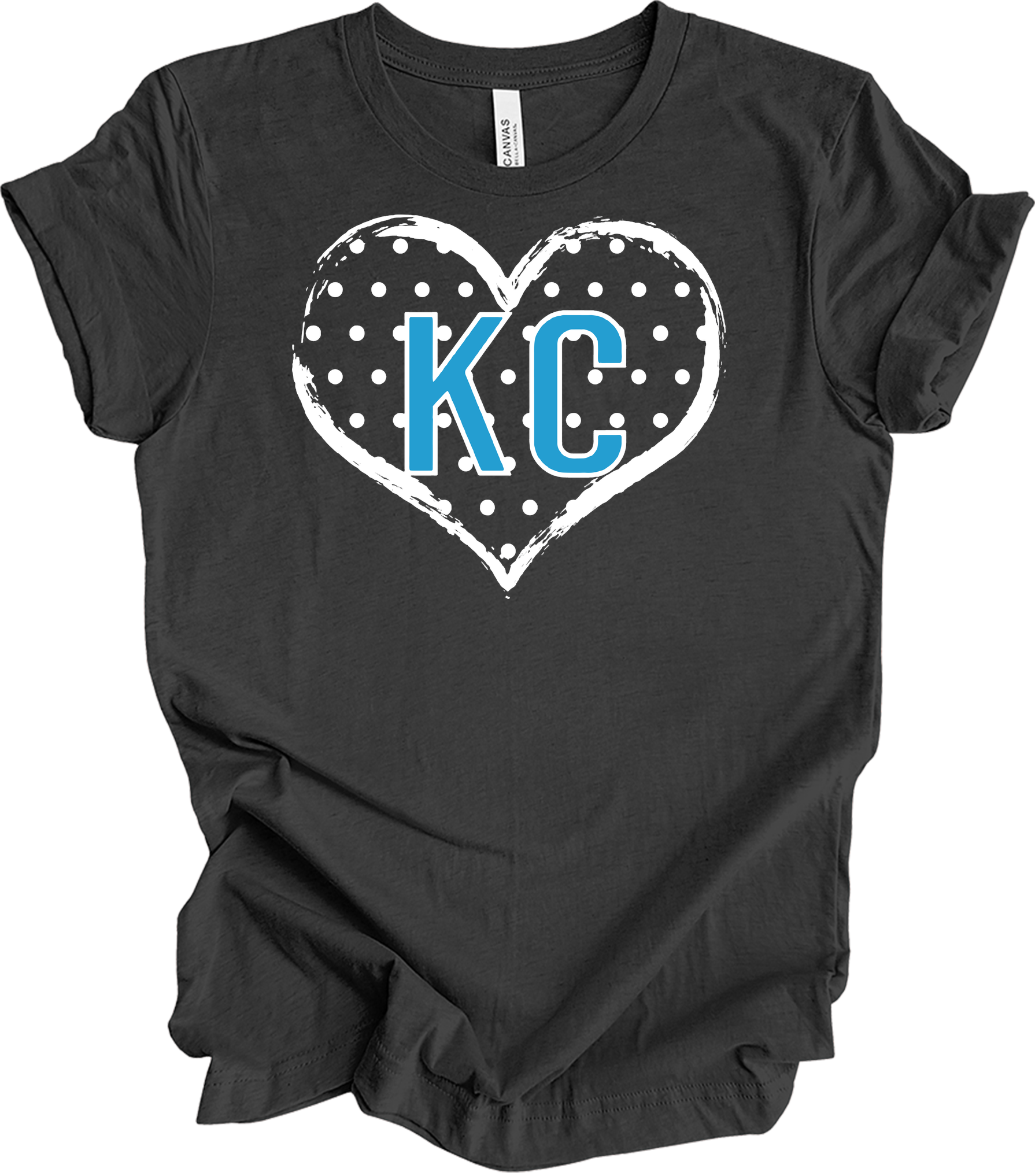 KC Heart Polka Dot T-Shirt in Dark Grey Heather
