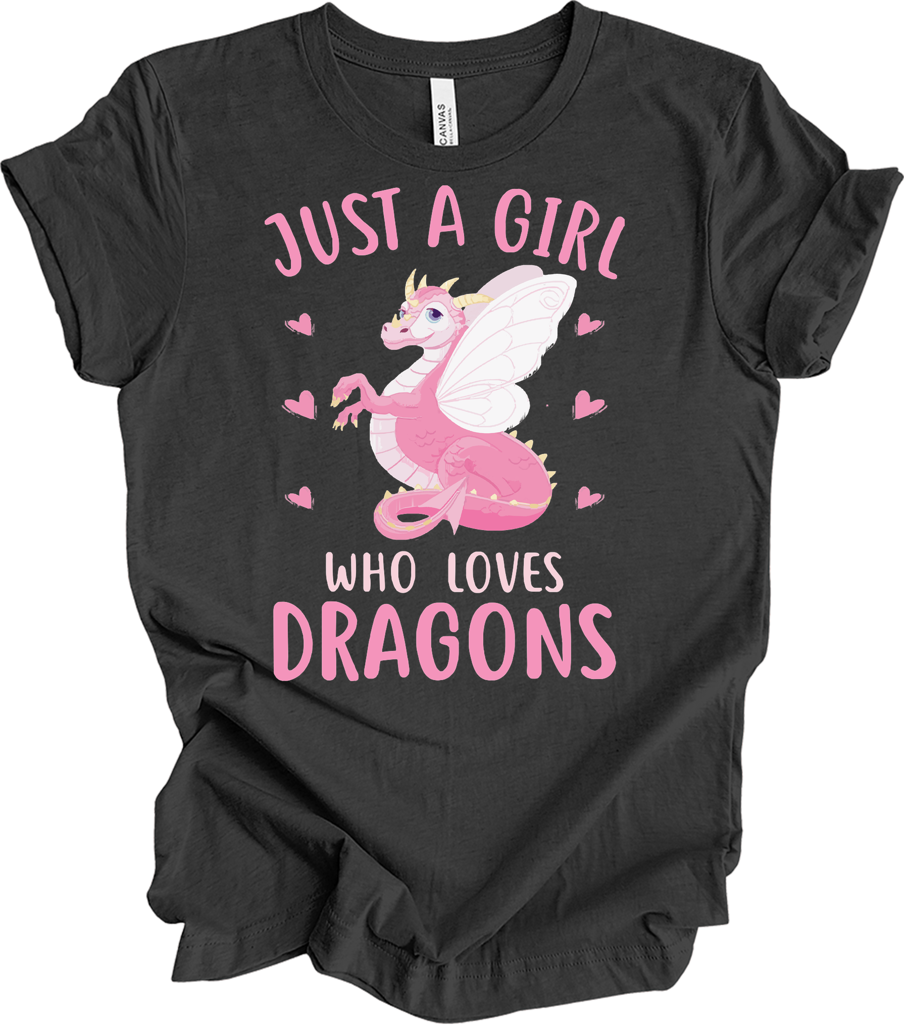 Just A Girl Who Loves Dragons T-Shirt in Dark Grey Heather