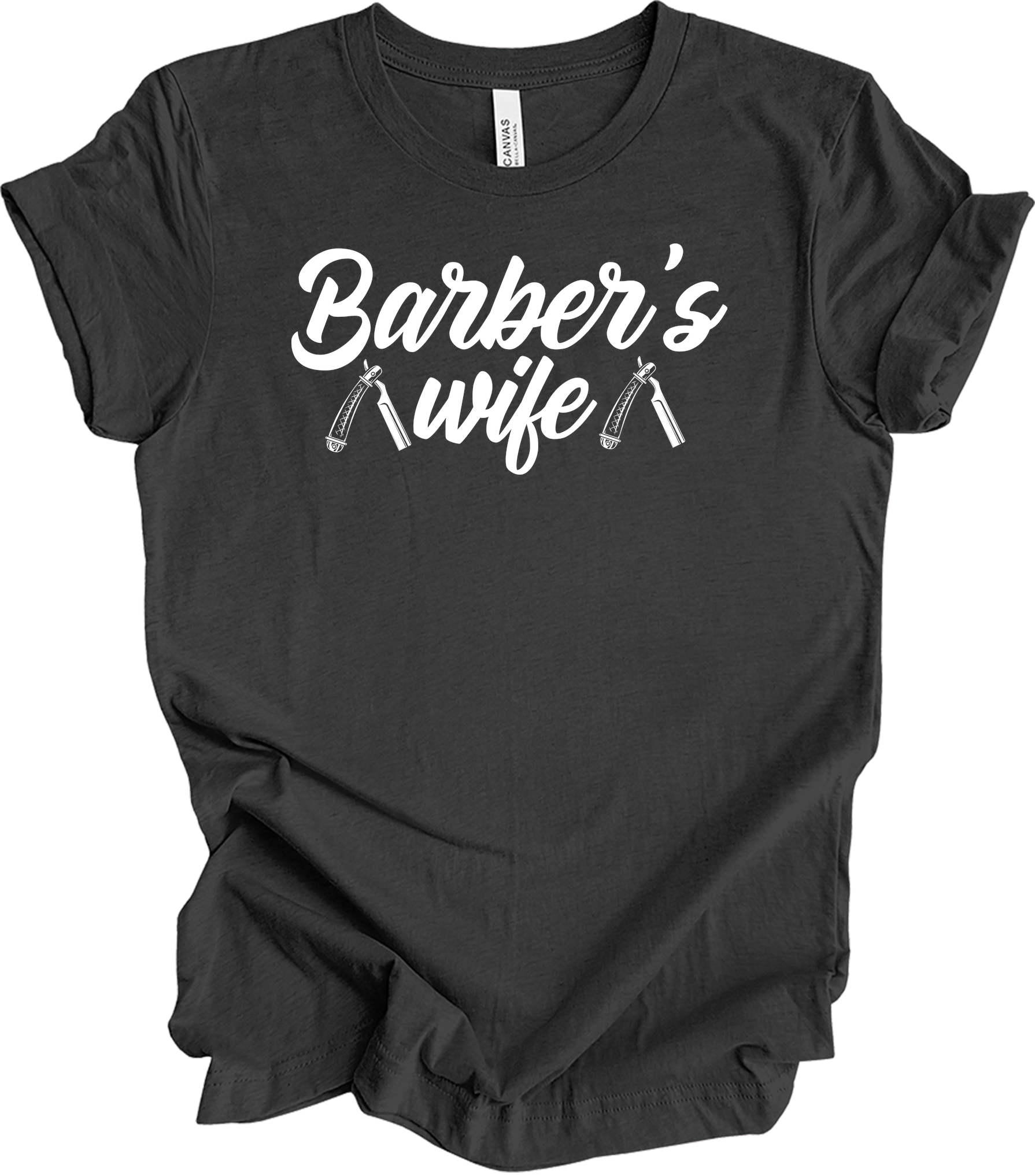 Barber Wife - Barber Shop Gift for Women T-Shirt in Dark Grey Heather