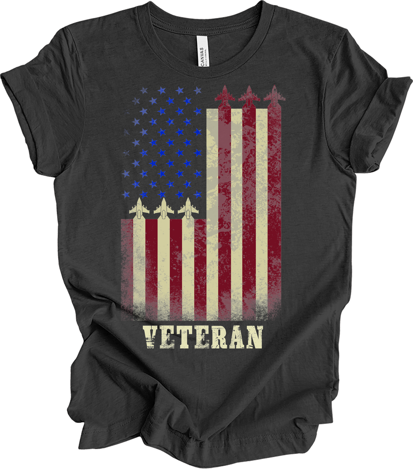 American Flag Veteran T-Shirt in Dark Grey Heather