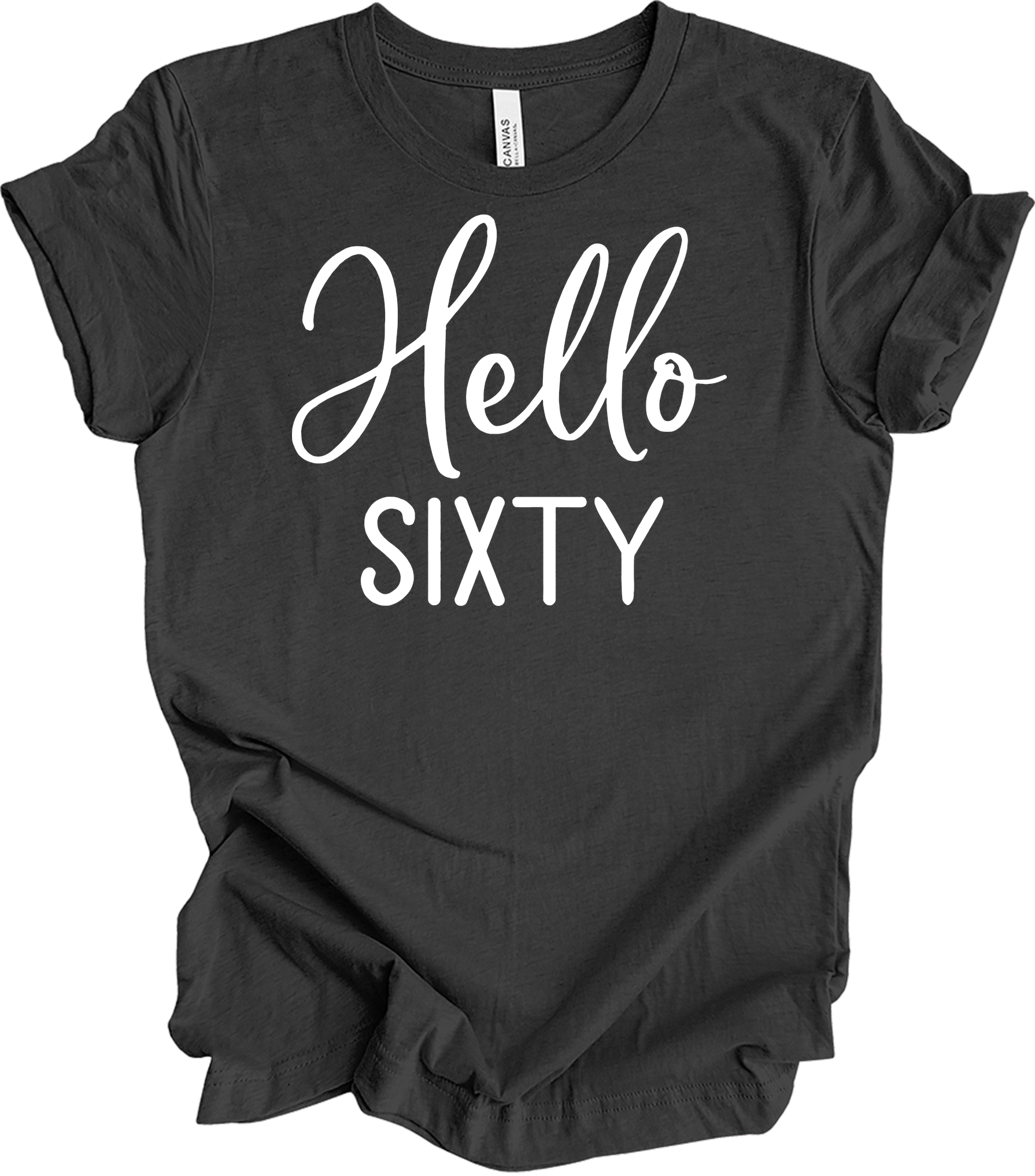 Hello Sixty | 60th Birthday T-Shirt in Dark Grey Heather