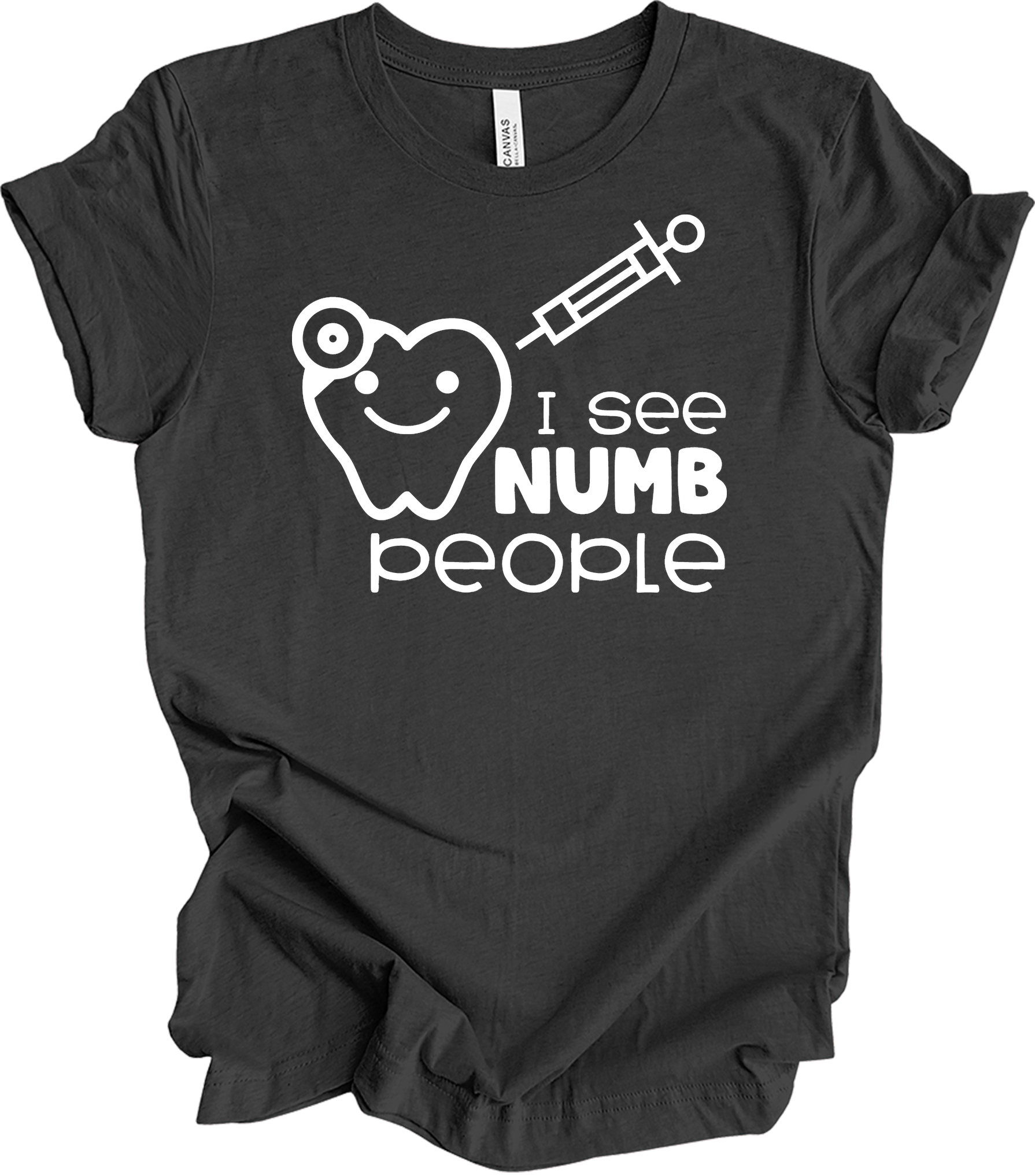 I See Numb People - Funny Dental Hygiene T-Shirt in Dark Grey Heather