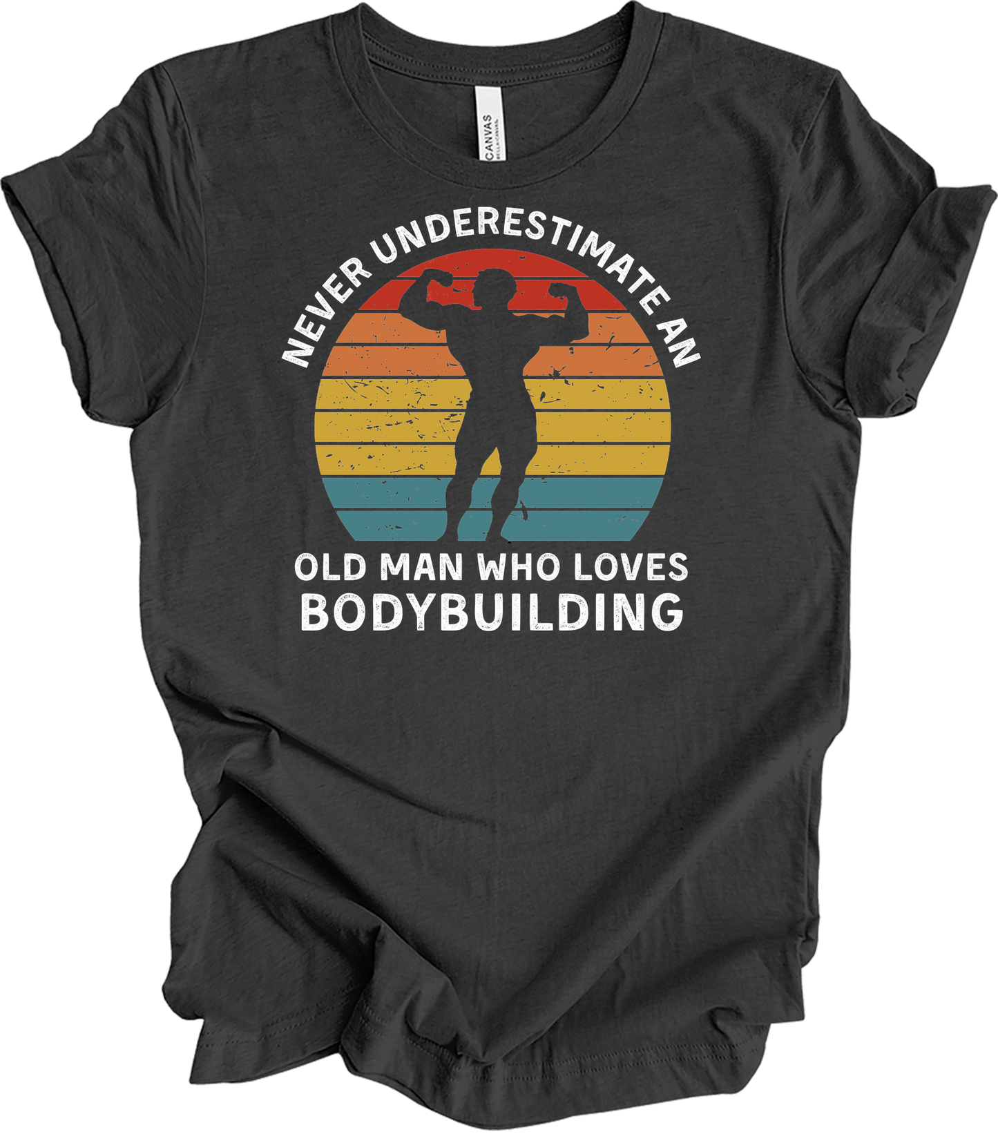 Old Man Bodybuilding - Fitness Gift T-Shirt in Dark Grey Heather