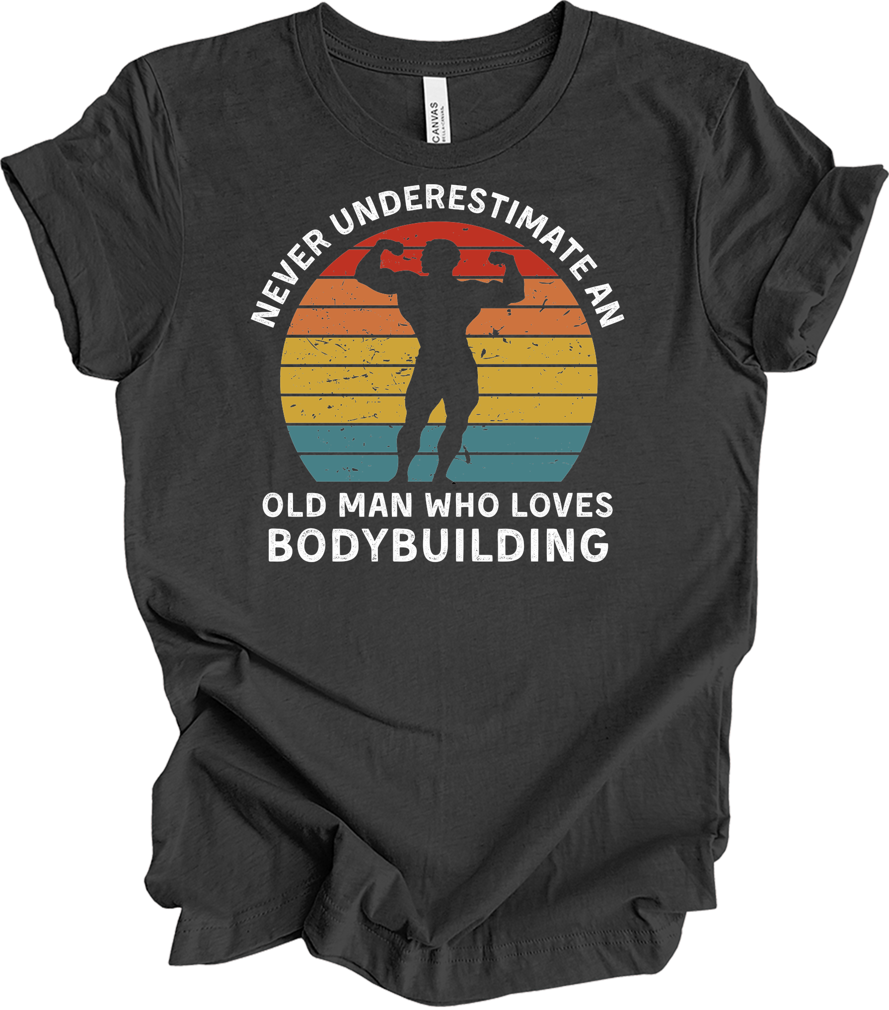Old Man Bodybuilding - Fitness Gift T-Shirt in Dark Grey Heather
