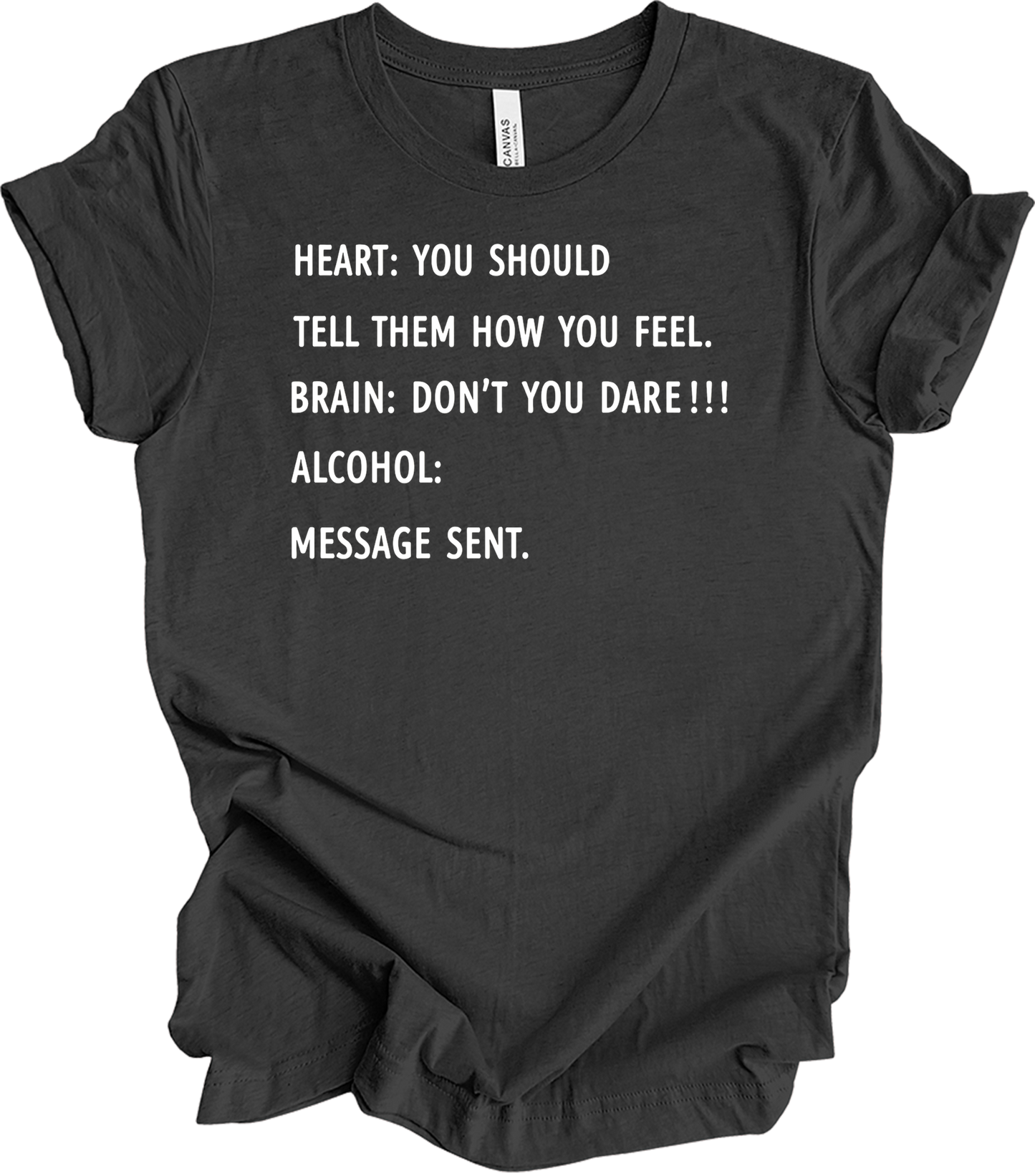 Alcohol: Heart vs Brain T-Shirt in Dark Grey Heather