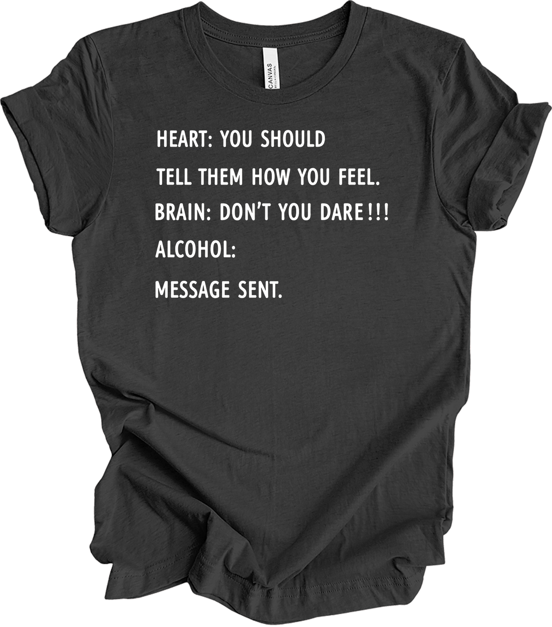 Alcohol: Heart vs Brain T-Shirt in Dark Grey Heather