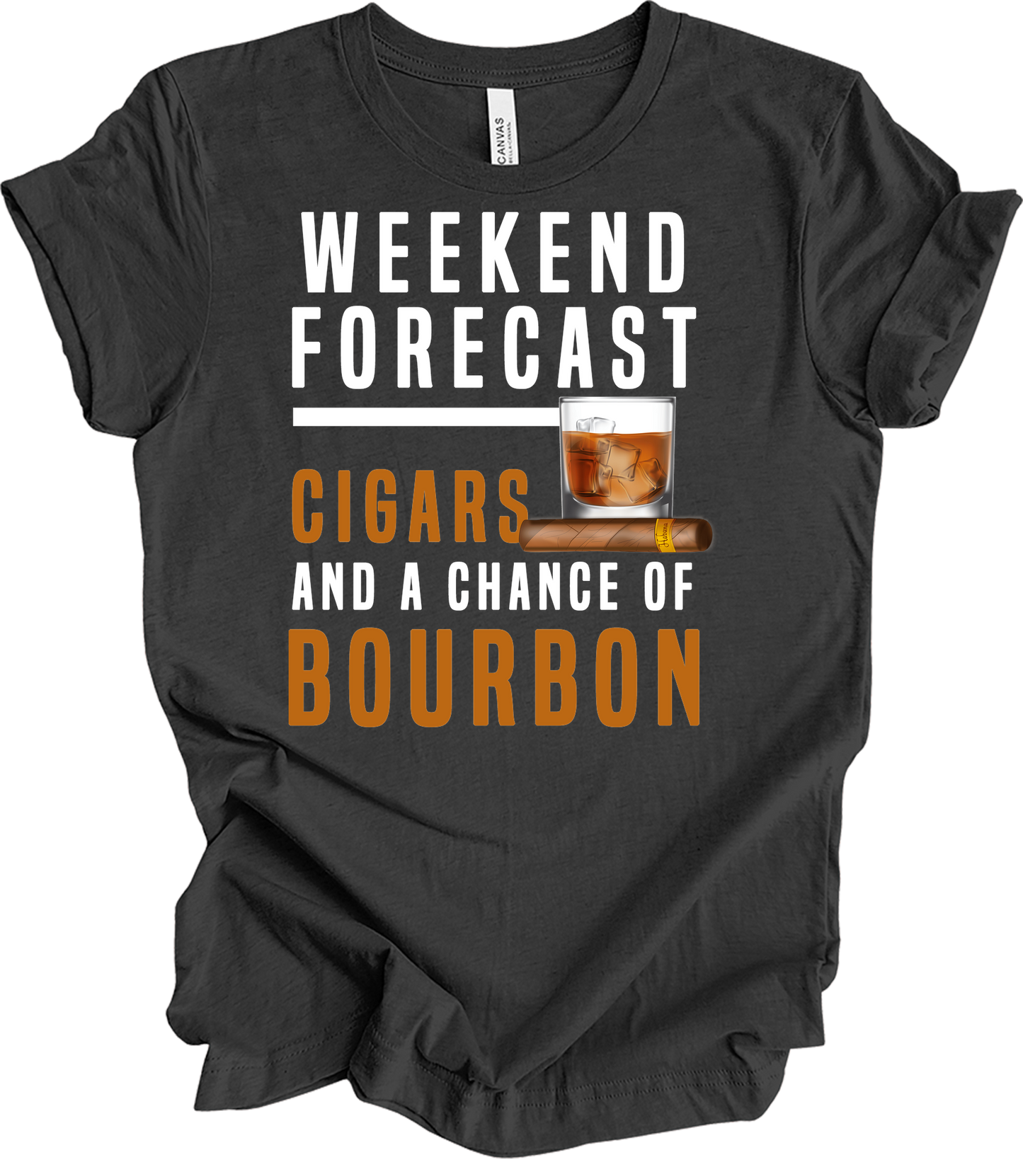 Weekend Forecast Cigars & Bourbon T-Shirt in Dark Grey Heather