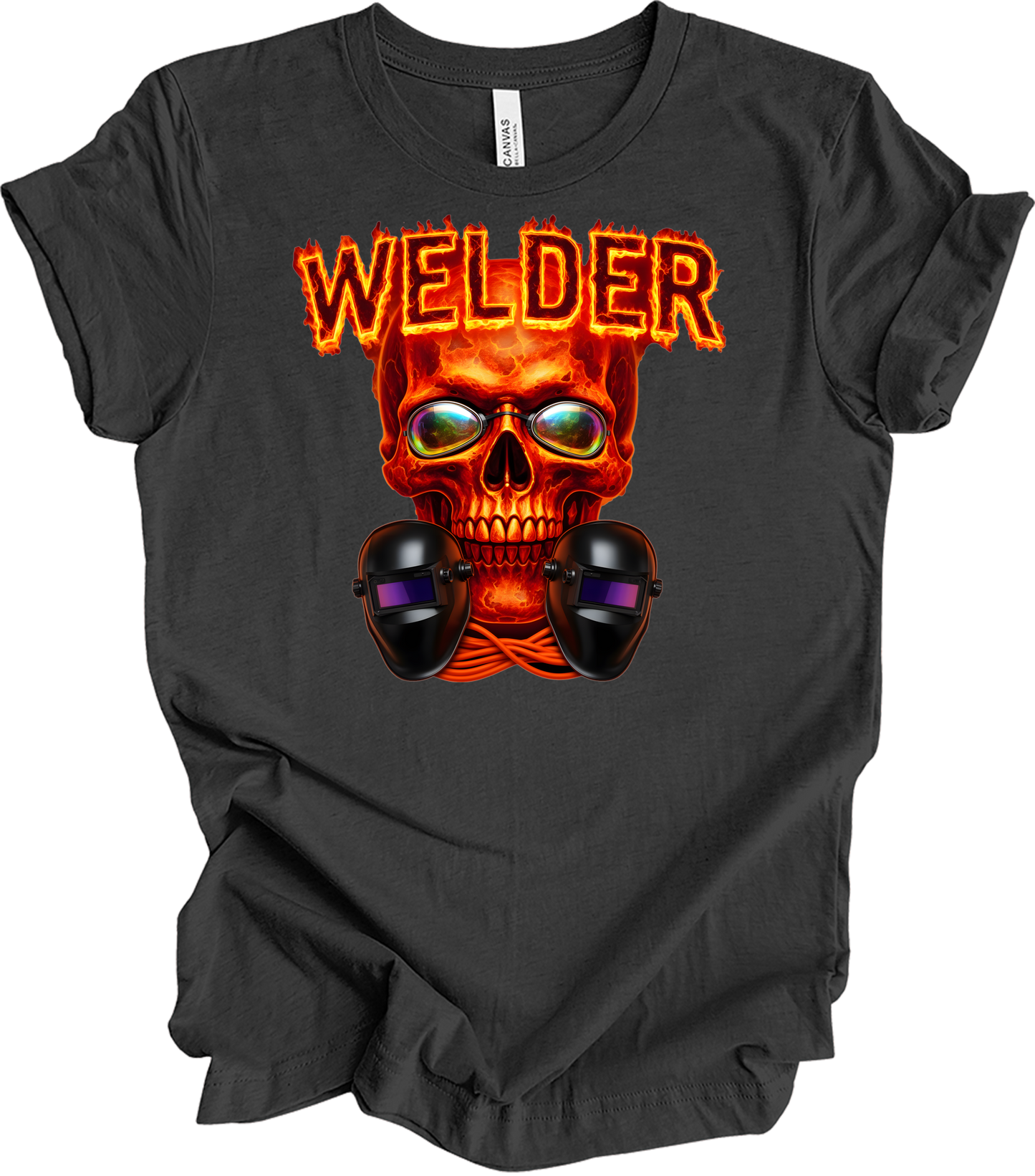 Welder Skull Gift T-Shirt in Dark Grey Heather