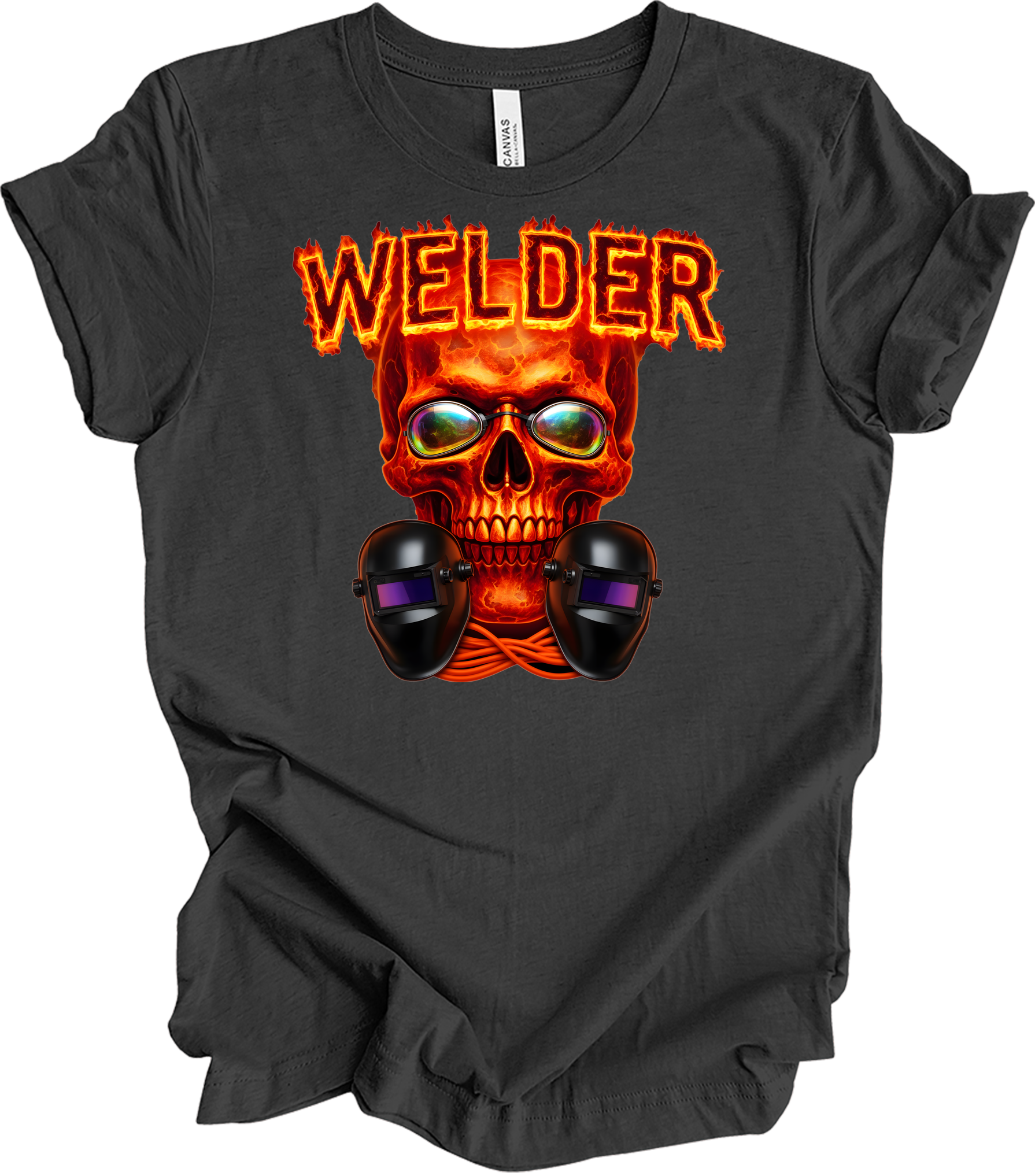 Welder Skull Gift T-Shirt in Dark Grey Heather