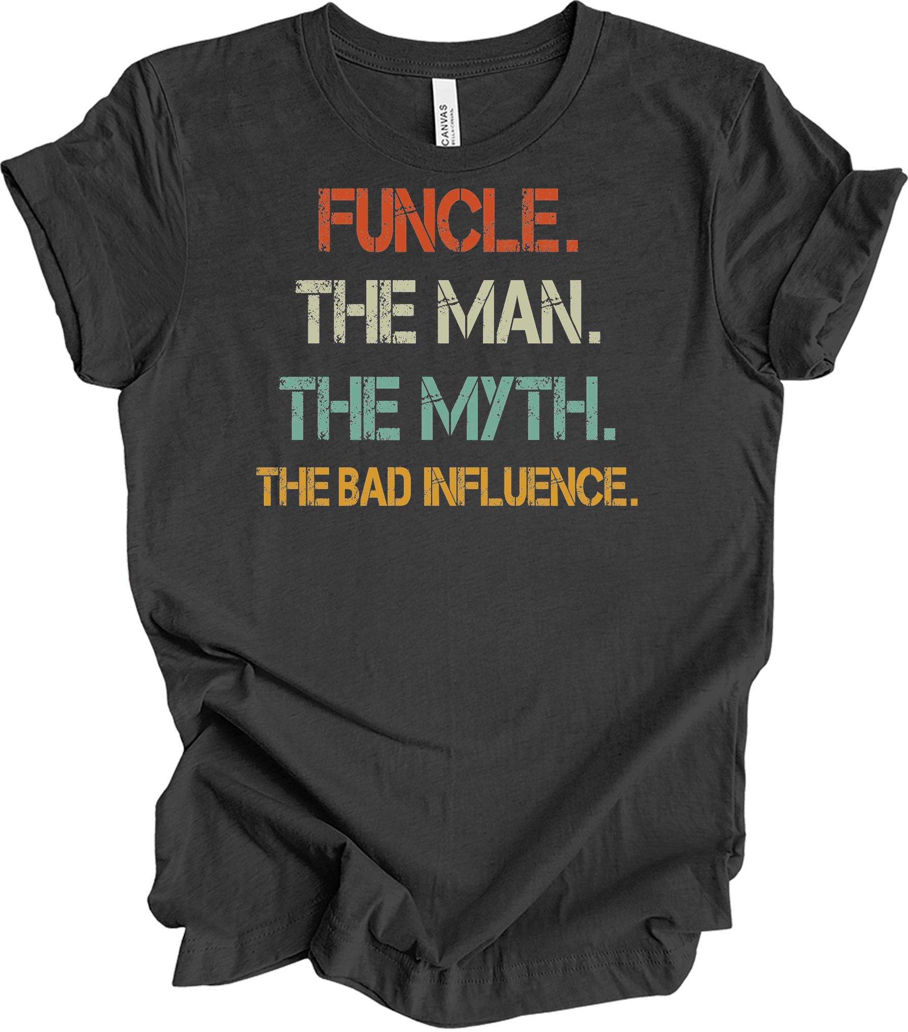 Uncle Bad Influence - Funcle The Man Myth Vintage T-Shirt in Dark Grey Heather