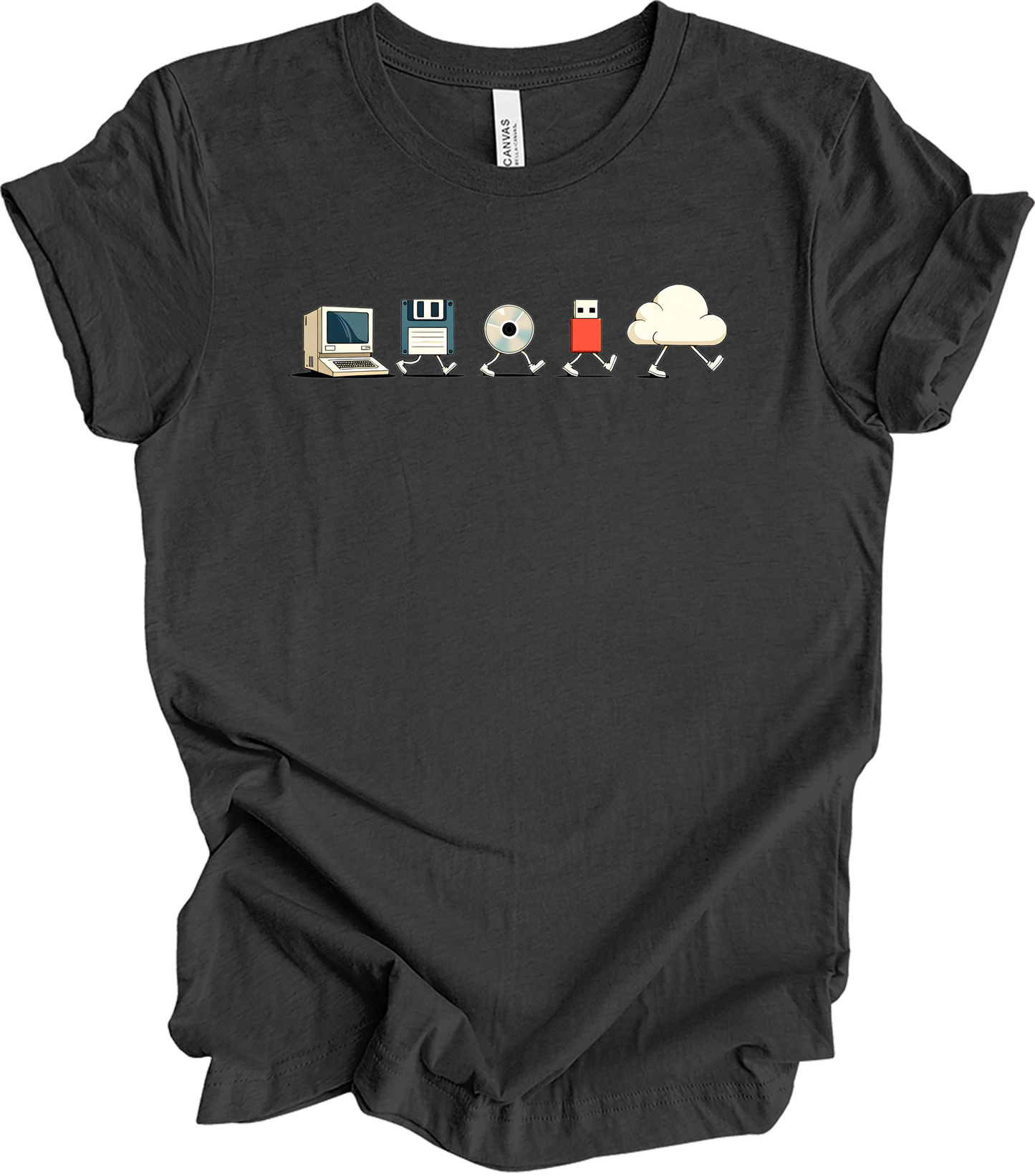 Retro Programmer Evolution T-Shirt in Dark Grey Heather