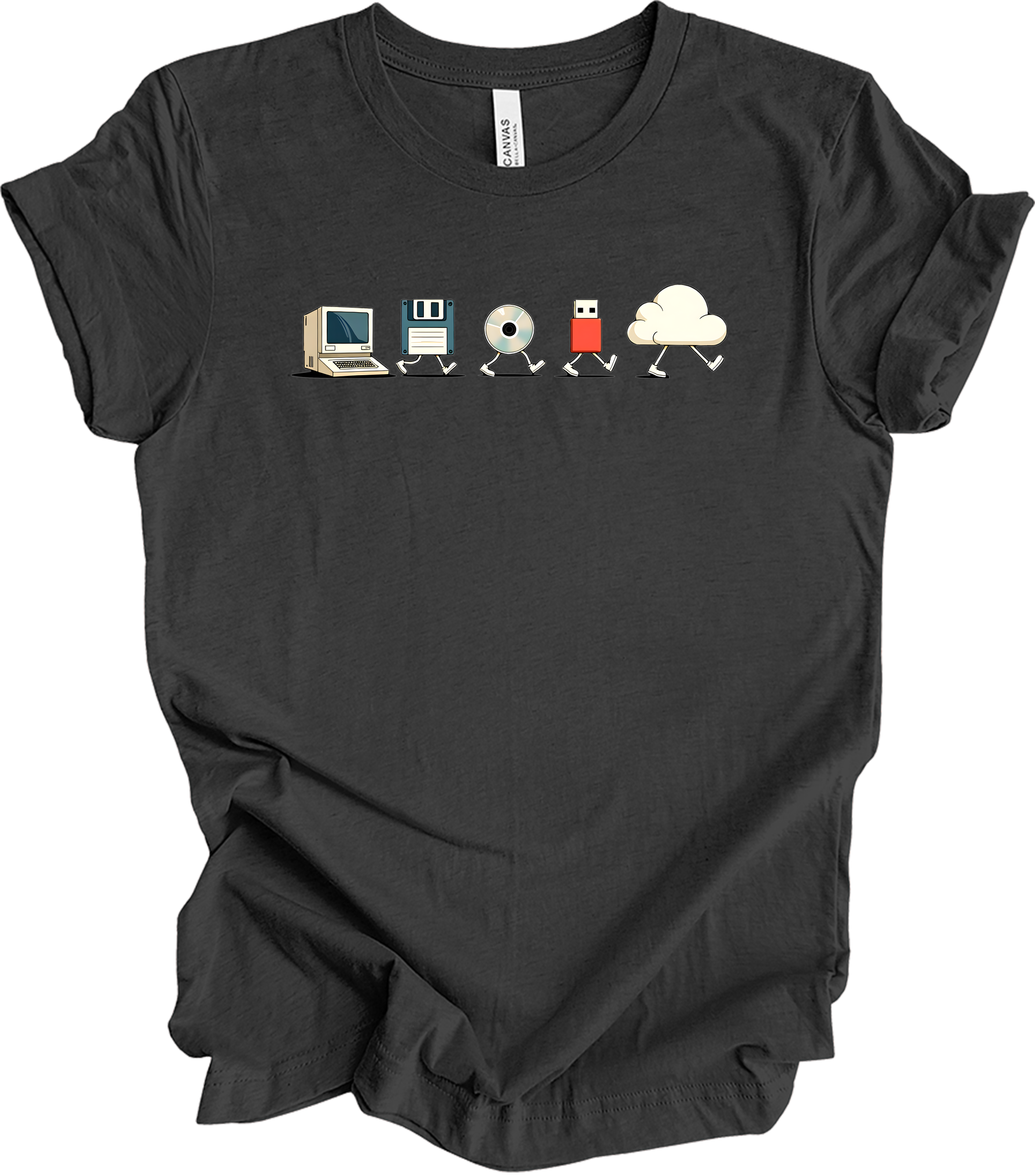 Retro Programmer Evolution T-Shirt in Dark Grey Heather