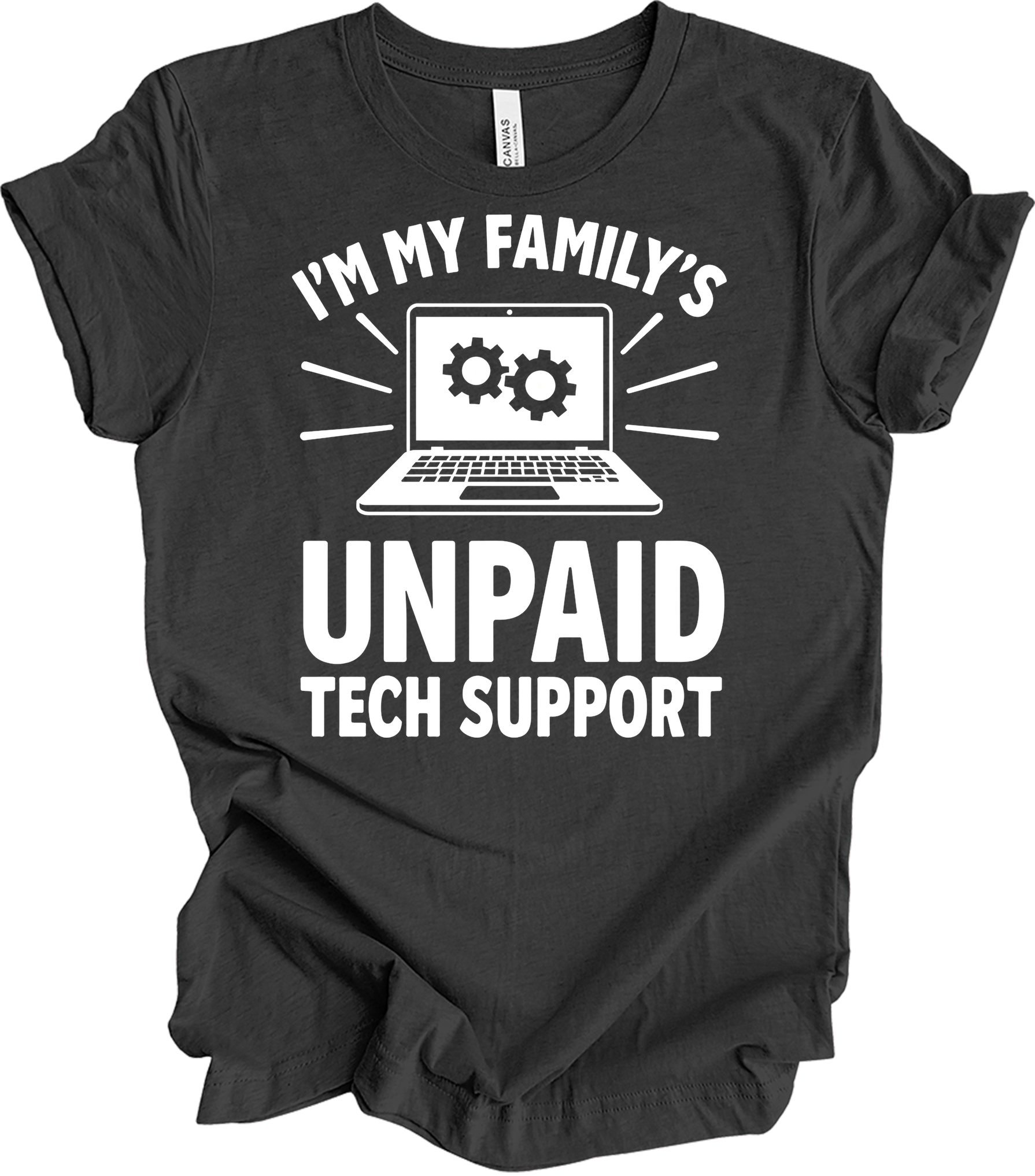 Unpaid Tech Support T-Shirt in Dark Grey Heather
