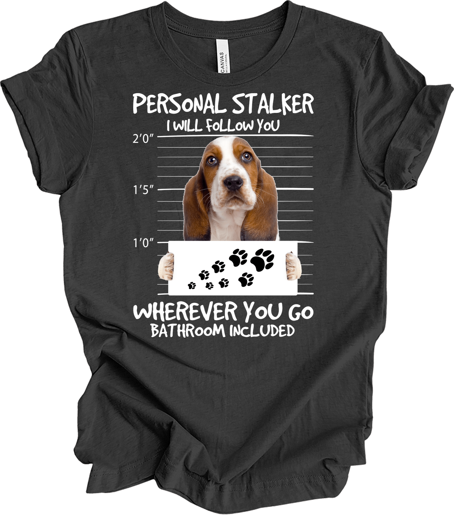 Basset Hound Stalker T-Shirt in Dark Grey Heather