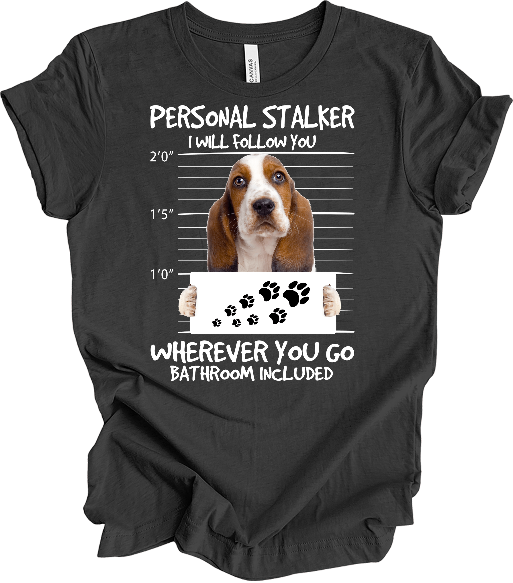 Basset Hound Stalker T-Shirt in Dark Grey Heather