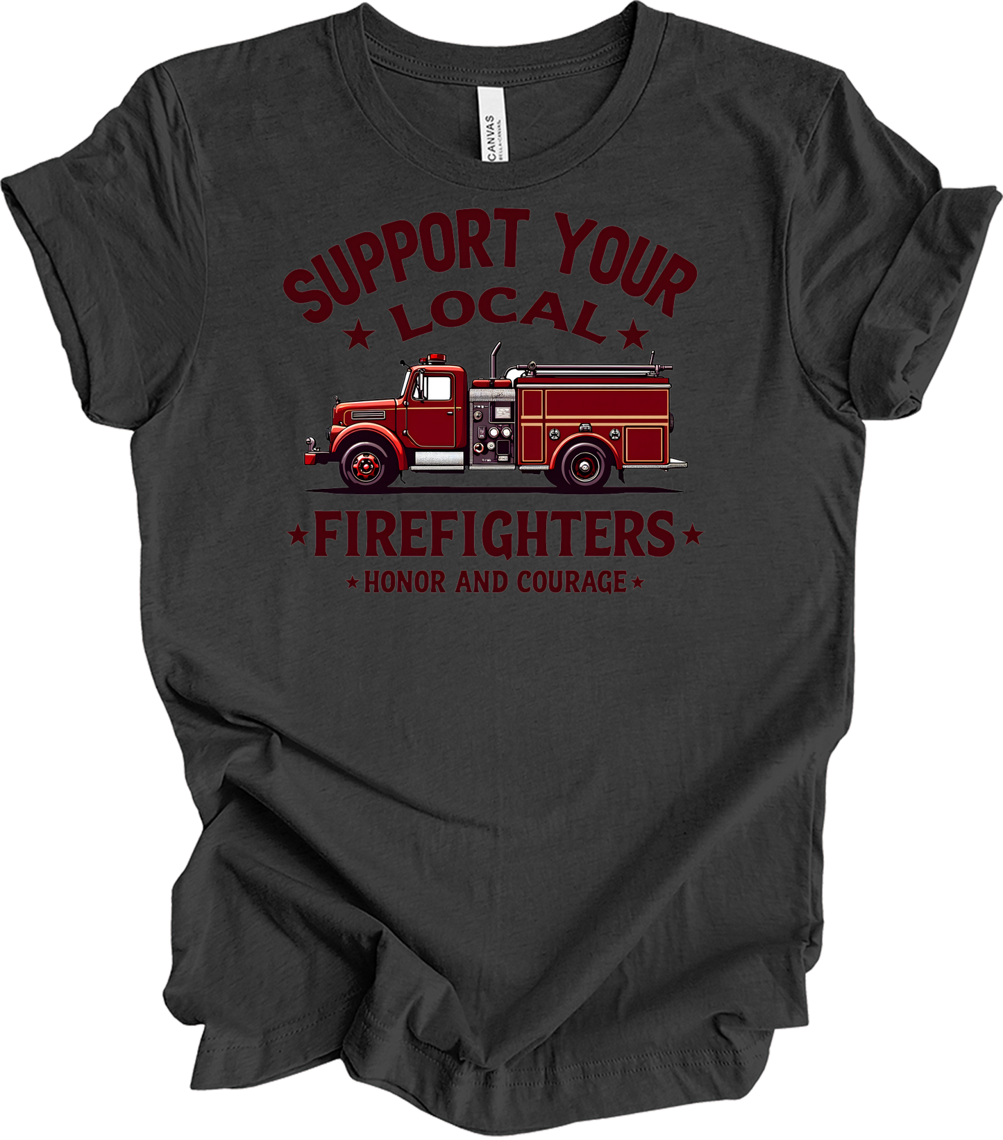 Support Local Firefighters T-Shirt in Dark Grey Heather