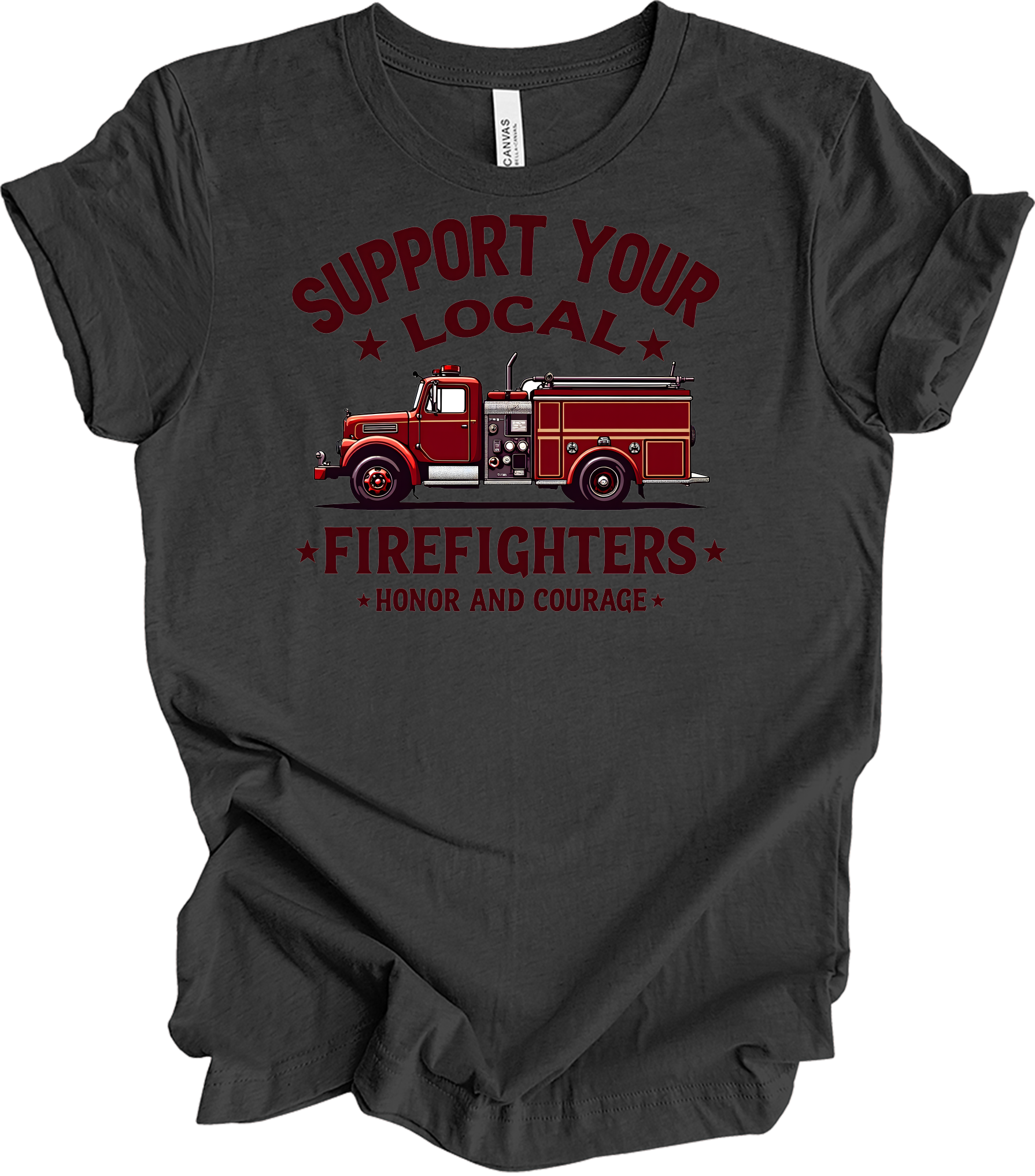 Support Local Firefighters T-Shirt in Dark Grey Heather