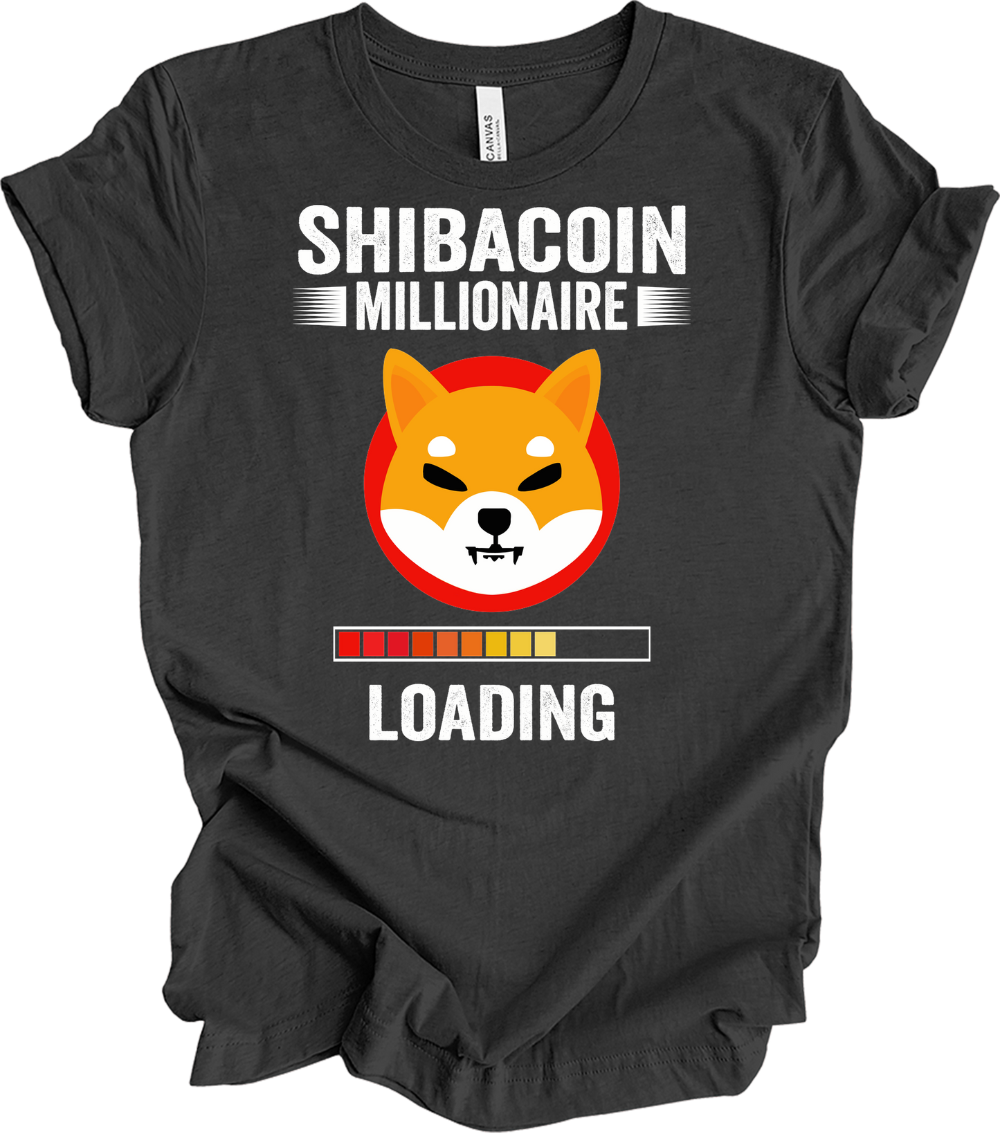 Shiba Inu Millionaire Loading Crypto SHIB Coin T-Shirt in Dark Grey Heather