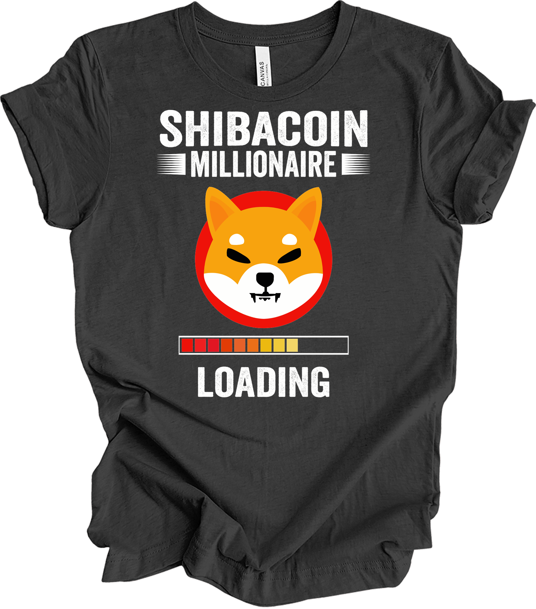 Shiba Inu Millionaire Loading Crypto SHIB Coin T-Shirt in Dark Grey Heather
