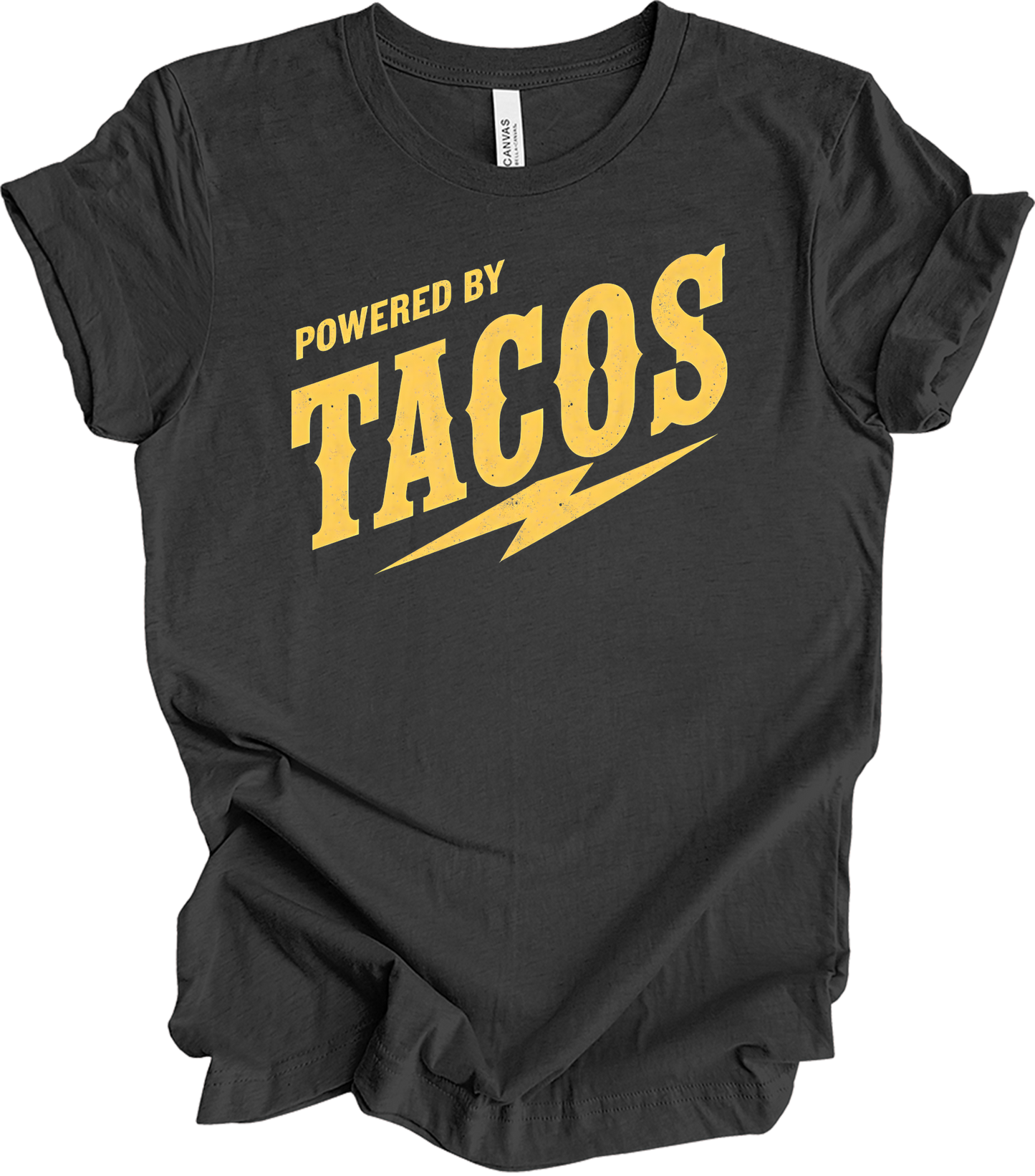 Powered By Tacos - Unisex T-Shirt in Dark Grey Heather
