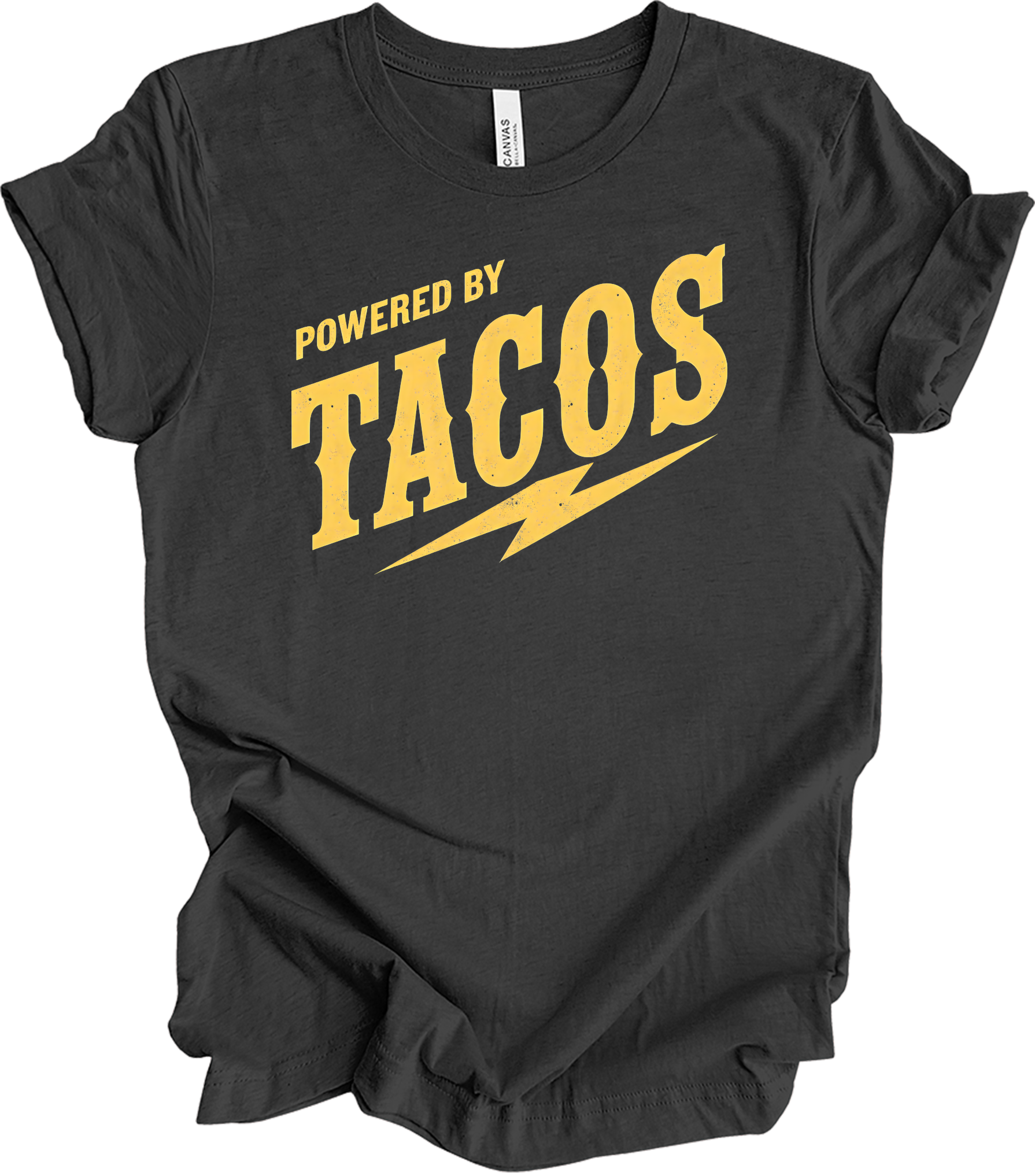 Powered By Tacos - Unisex T-Shirt in Dark Grey Heather