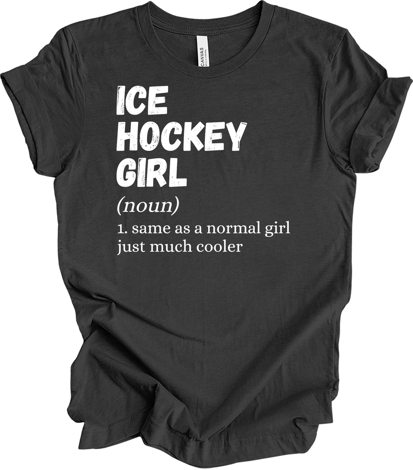Ice Hockey Girl Definition T-Shirt in Dark Grey Heather