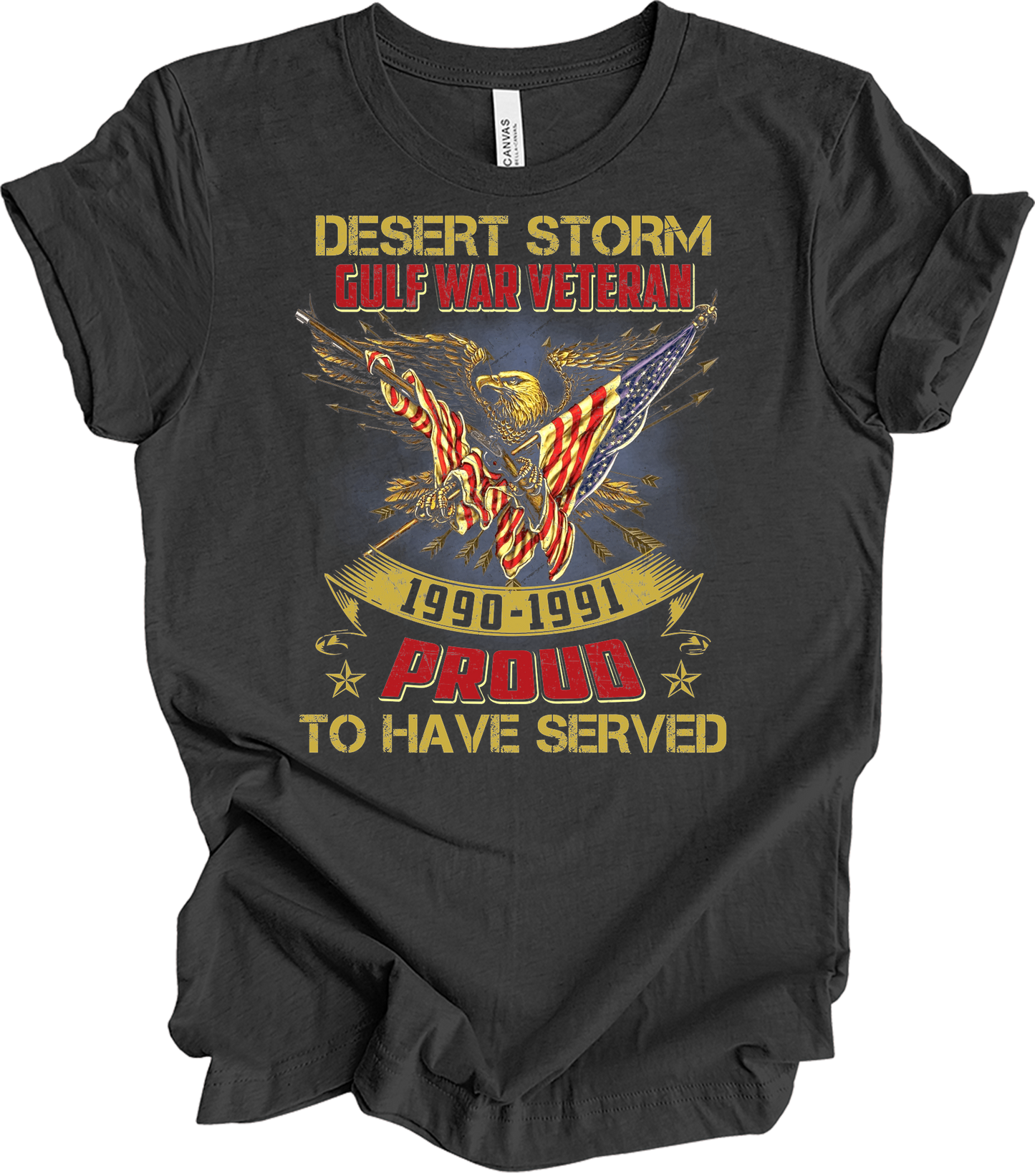 Desert Storm Veteran Proud T-Shirt in Dark Grey Heather