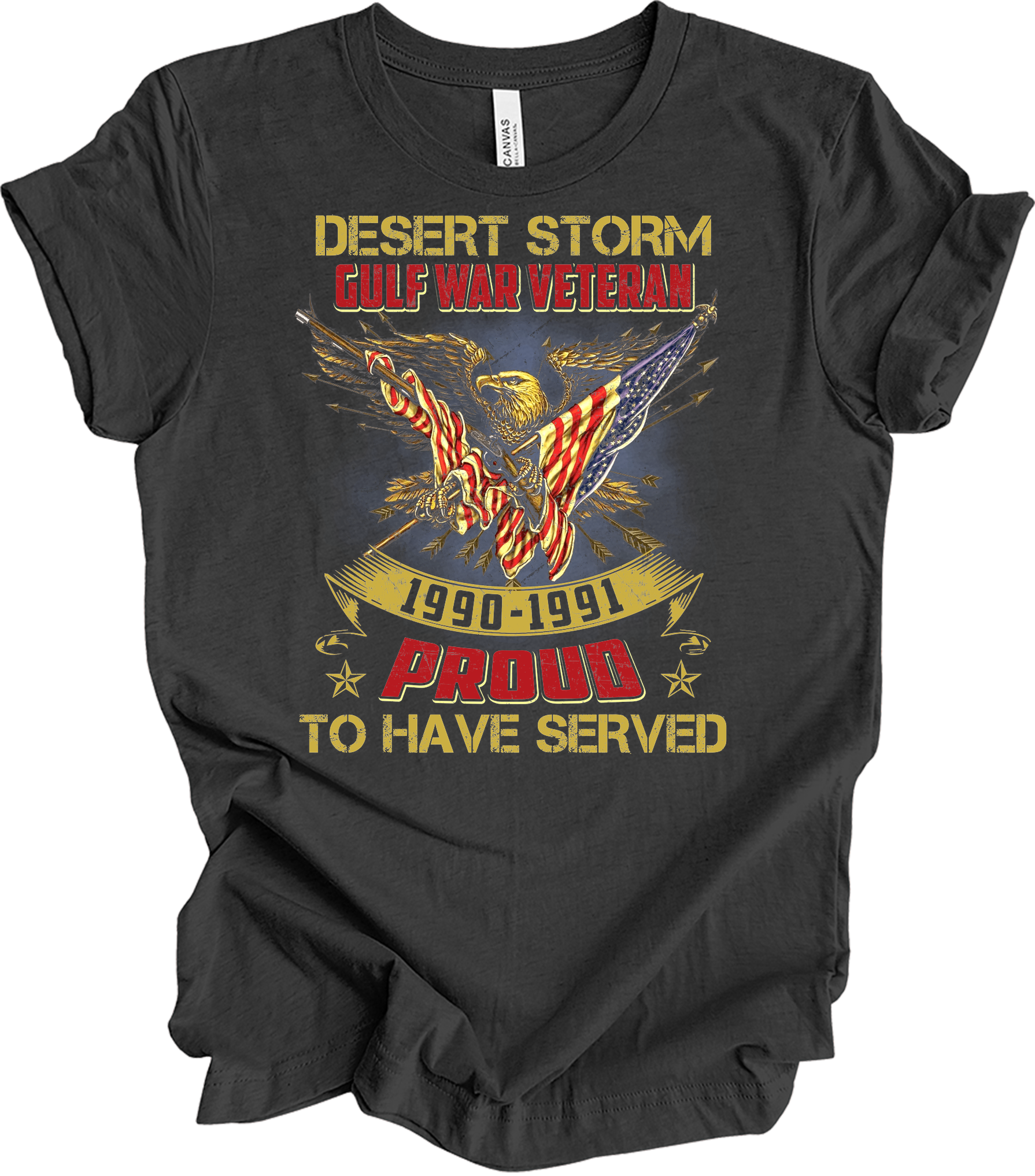 Desert Storm Veteran Proud T-Shirt in Dark Grey Heather